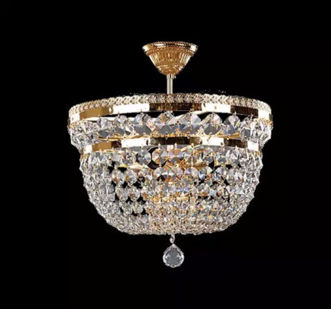 JVmoebel Deckenleuchte Kronleuchter Luxus Lüster Deckenlampe Deckenleuchter Gold Kristall Art, Made in Europa