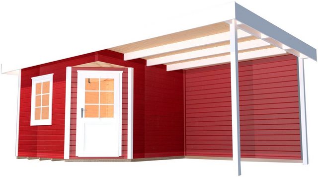Weka Holz-Gartenhaus San Remo A Schwedenrot-Weiß 541 cm x 238 cm