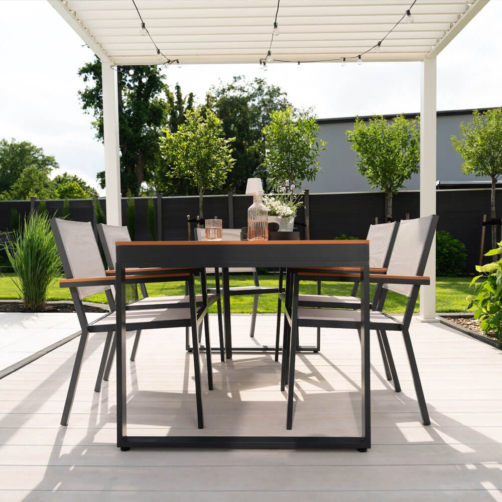HOME DELUXE Garten-Essgruppe Garten-Sitzgruppe SIERA SEDIA, 160 x 90 x 90 x 75 cm - Gartentisch inkl. 6 Gartenstühle