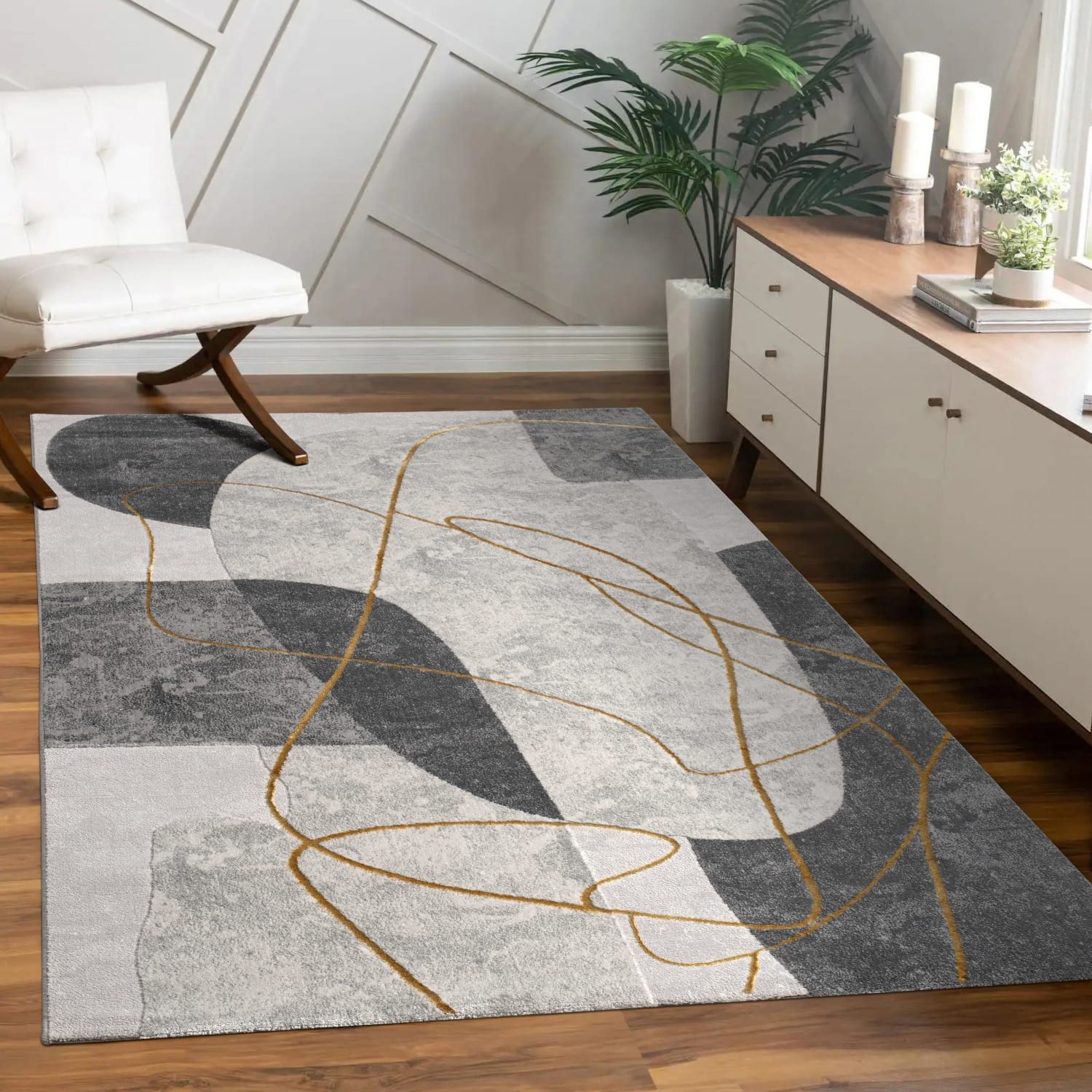 KADIMA DESIGN Teppich Abstrakt Wohnzimmer schmutzabweisend Teppich Kurzflor, Läufer, Höhe: 15 mm, Florhöhe: 11 mm, Polypropylen, Polyester, …