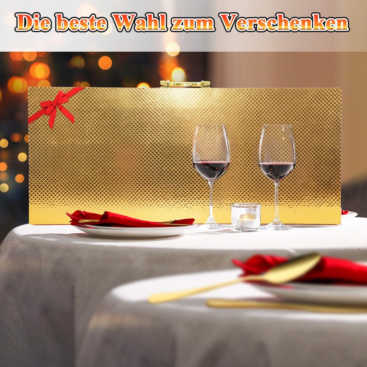 MULISOFT Besteck-Set Exklusives 12 Essbesteck-Set edler Geschenkbox in Bankett mit für für Gold Geschenkbox, Essbesteck-Set Personen 48-teiliges