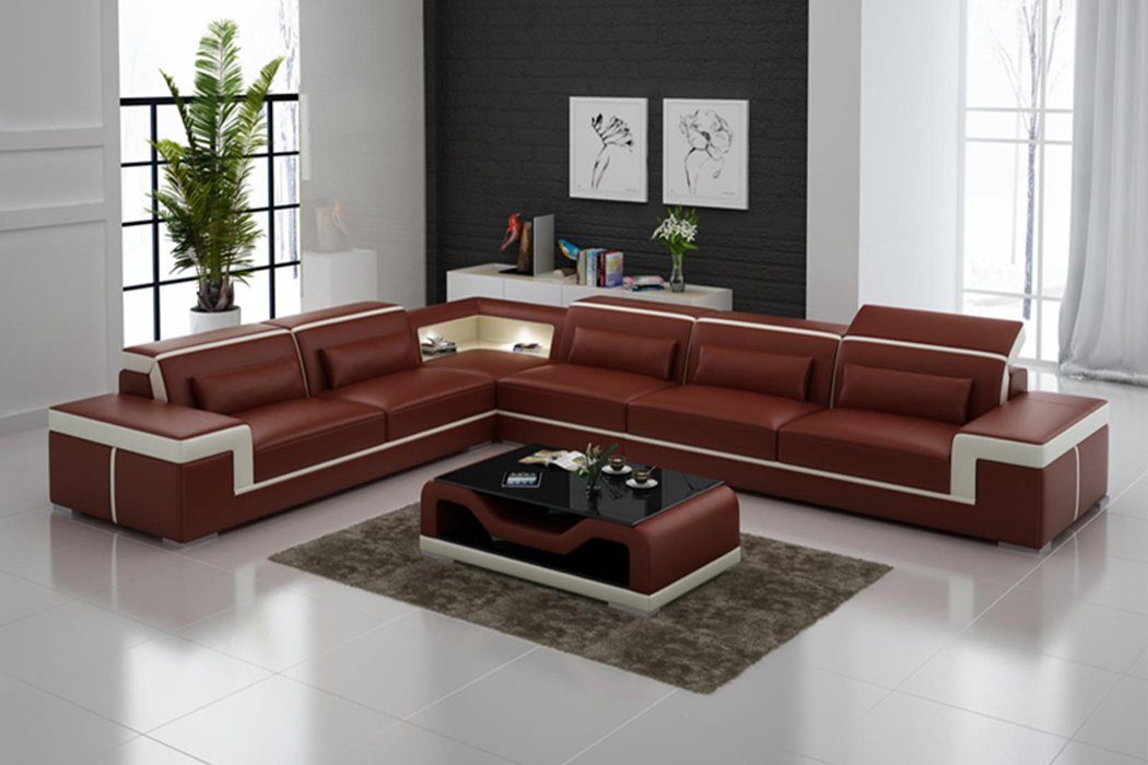 Garnitur Sofa Designer Ecksofa Ecksofa, Braun L-Form JVmoebel Wohnlandschaft Couch Polster