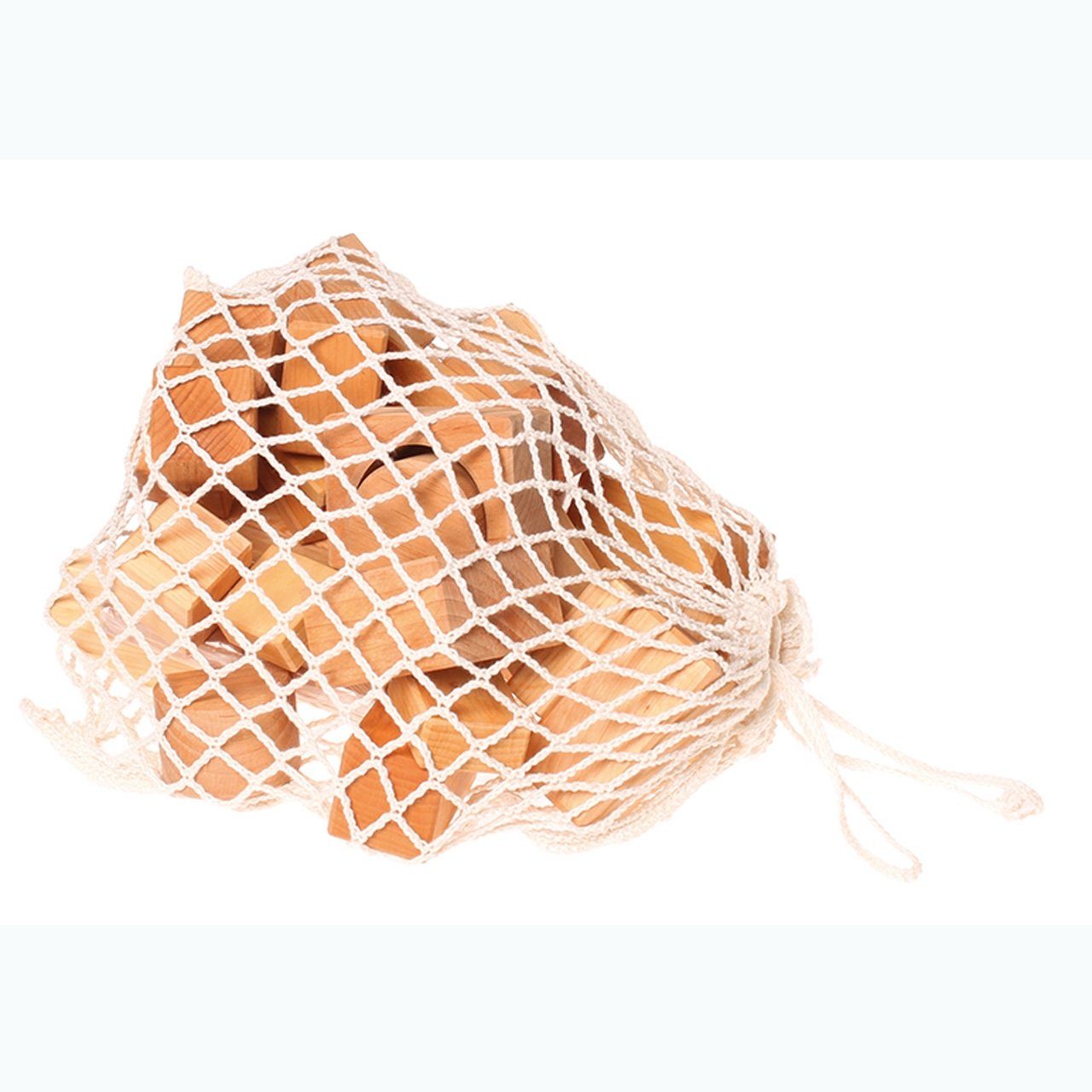 60 Holzbausteine, natur im Netz Stapelsteine Holzklötze Spielbausteine