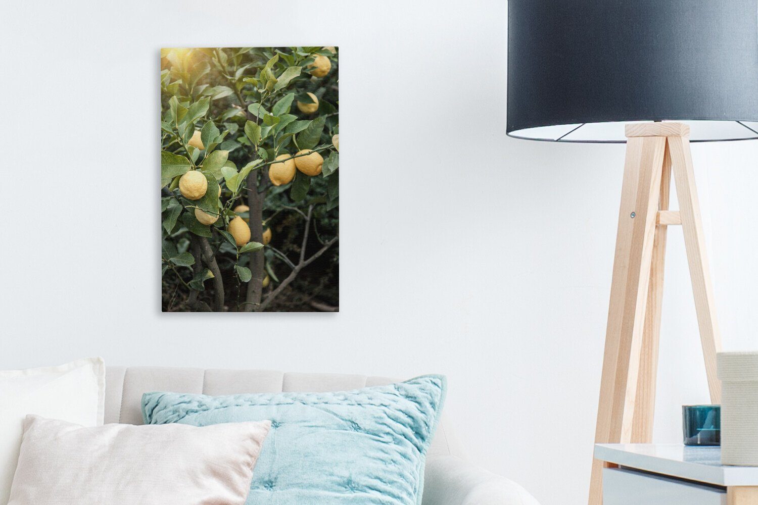 20x30 Zitronenbaums, cm eines Leinwandbild OneMillionCanvasses® Gemälde, inkl. bespannt Leinwandbild (1 Zackenaufhänger, St), fertig Nahaufnahme