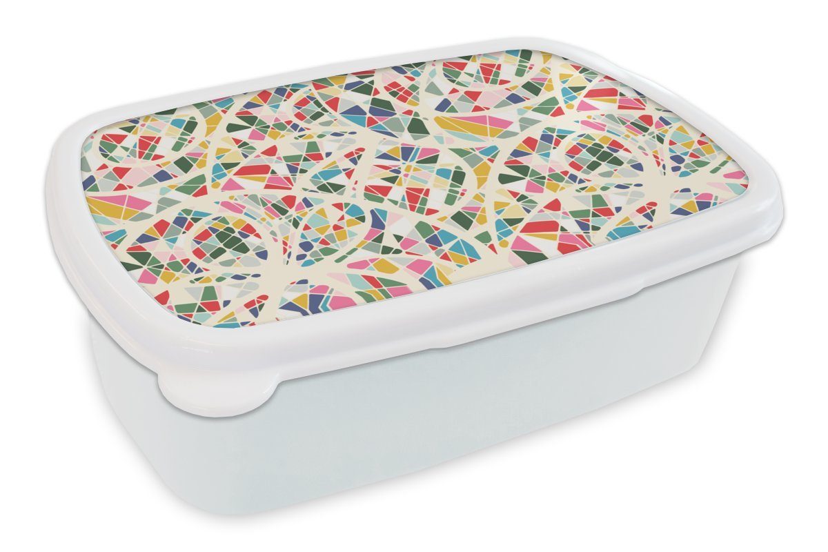 Kinder Jungs Kunststoff, - Mädchen Erwachsene, weiß und - Brotdose, Lunchbox MuchoWow Brotbox für Mosaik für Muster, Abstrakt und (2-tlg),