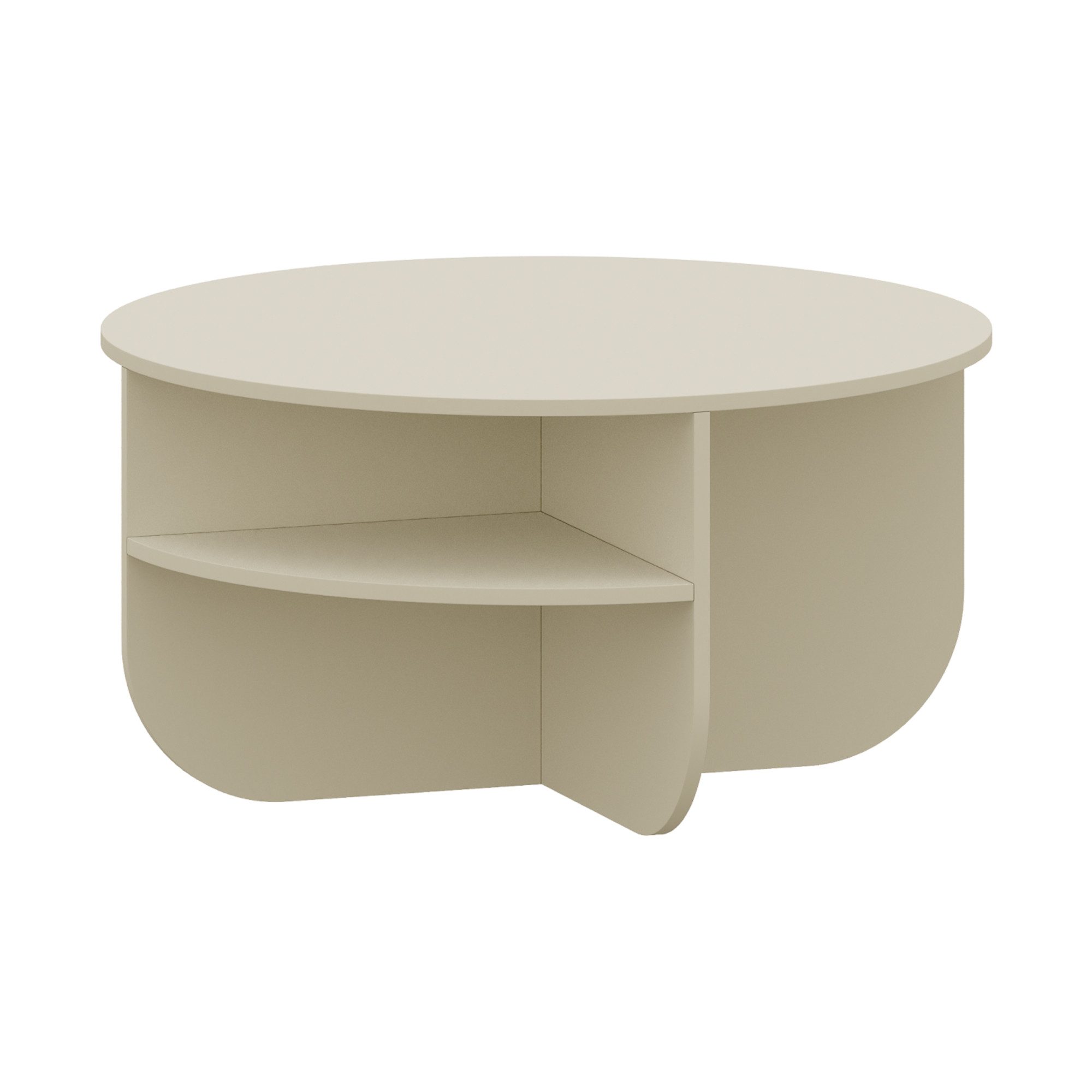 en.casa Couchtisch, »Reykhon« Ø80 x 41 cm mit Stauraum runde Tischplatte Sandfarben