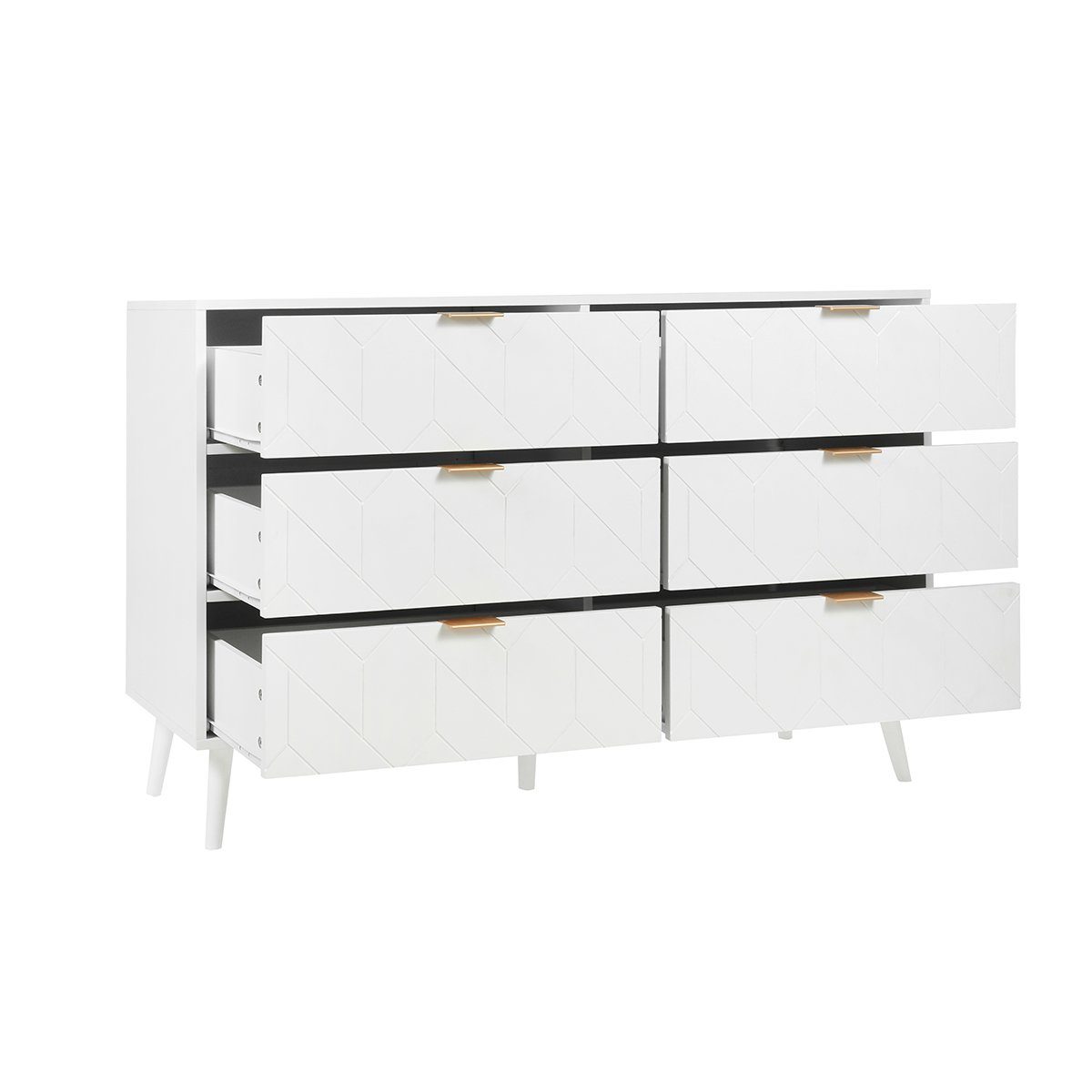 Sideboard (Kommode mit 6 Schubladen), Highboard für Schlafzimmer & alle Wohnräume, 120x39.5x80.5cm