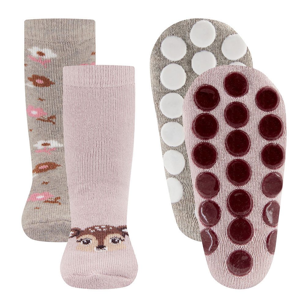 Ewers ABS-Socken Stoppersocken ABS 2er Pack Reh/Blumen (2-Paar)