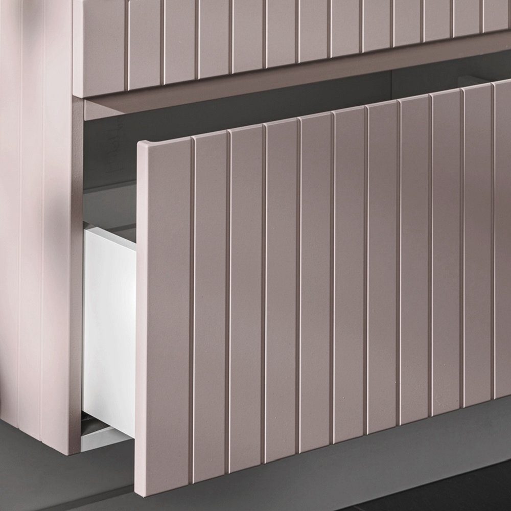 Lomadox Waschbeckenschrank IRAKLIO-56-ROSE 60 cm Waschbeckenschrank altrosa, Rillen, Softclose-Auszug