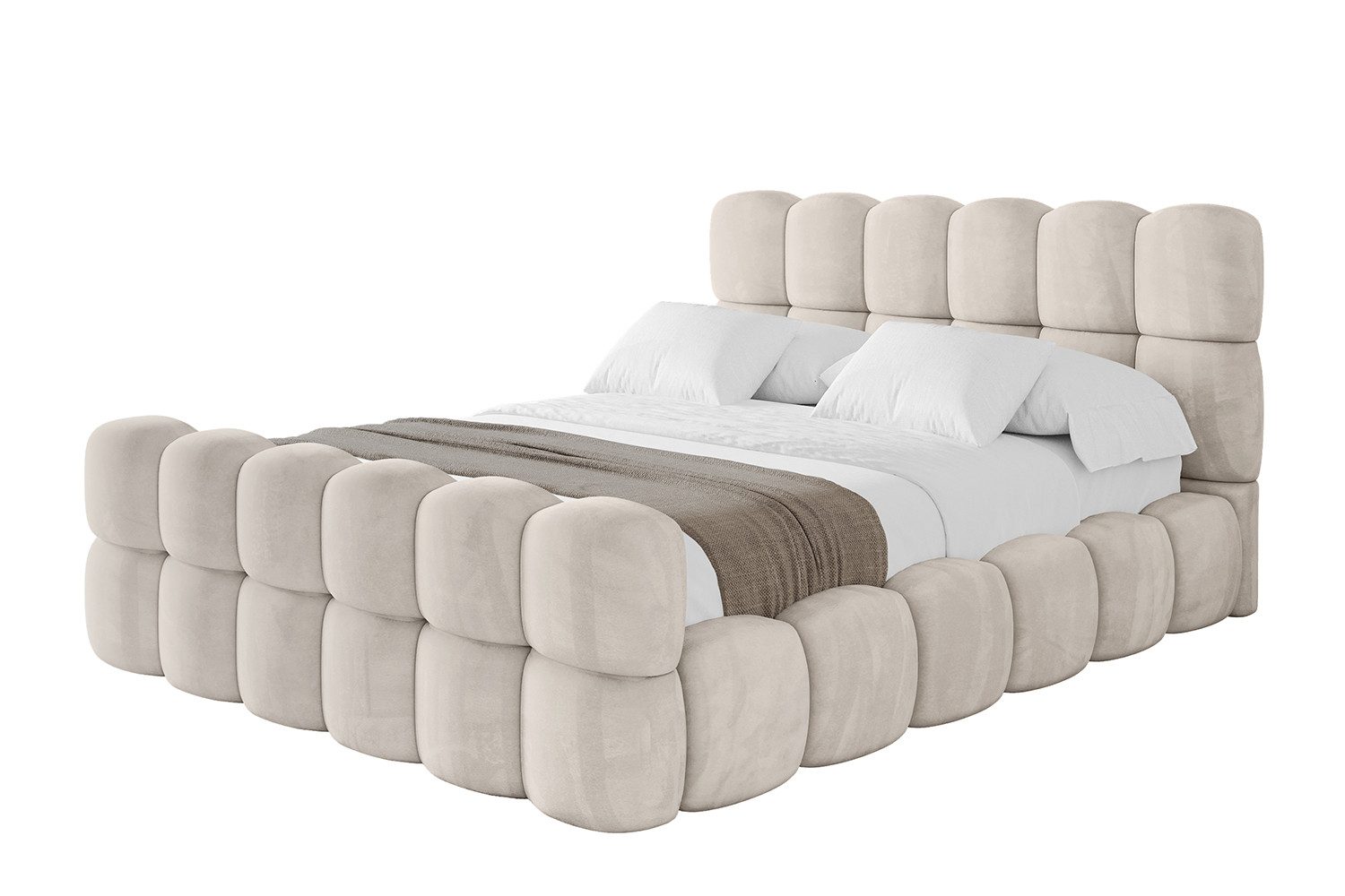 ALTDECOR Polsterbett LEYA-Z (Polsterbett mit Bettkasten und Lattenrost, Boxbett ohne Matratze), Doppelbett mit Stauraum, Bett mit Kopfteil