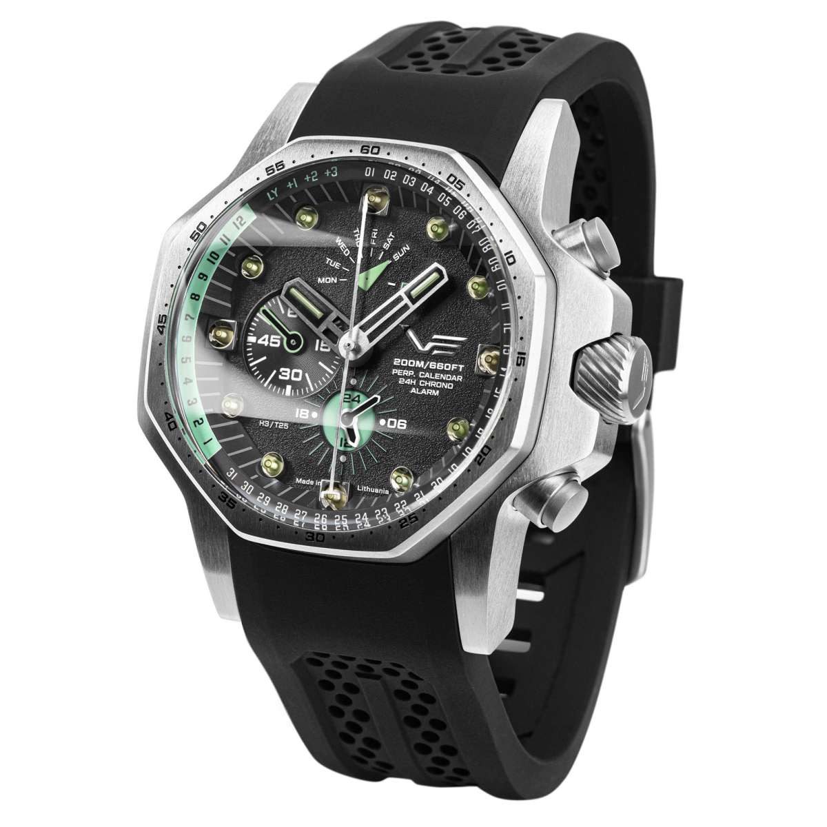 Vostok Europe Quarzuhr YM86-640A695, Herrenuhr Atomic Age Multifunktion Schwarz