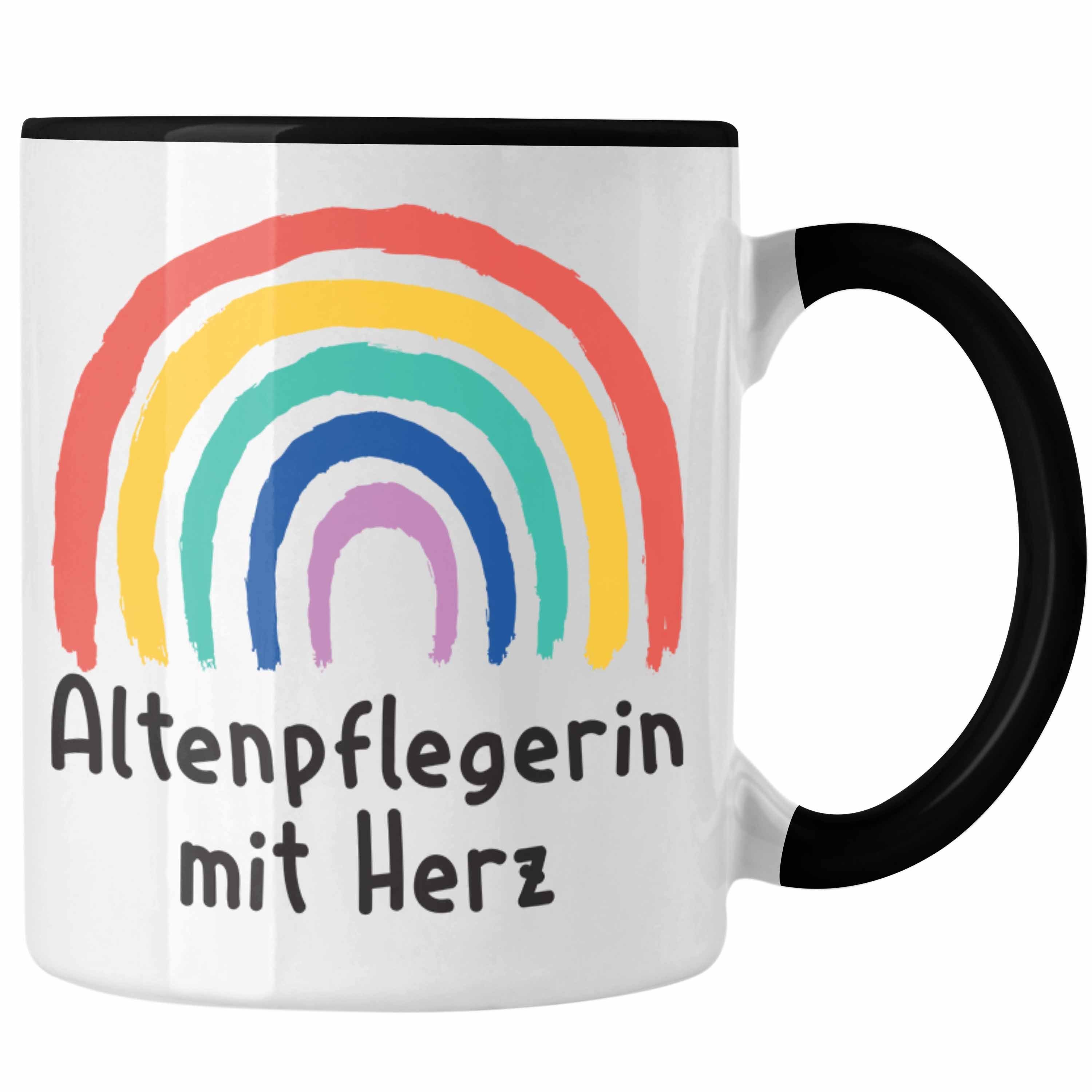 Dankeschön Trendation Trendation Zubehör mit Altenpflegerin - Spruch Tasse Herz Kaffeetasse mit Geschenk Tasse Schwarz