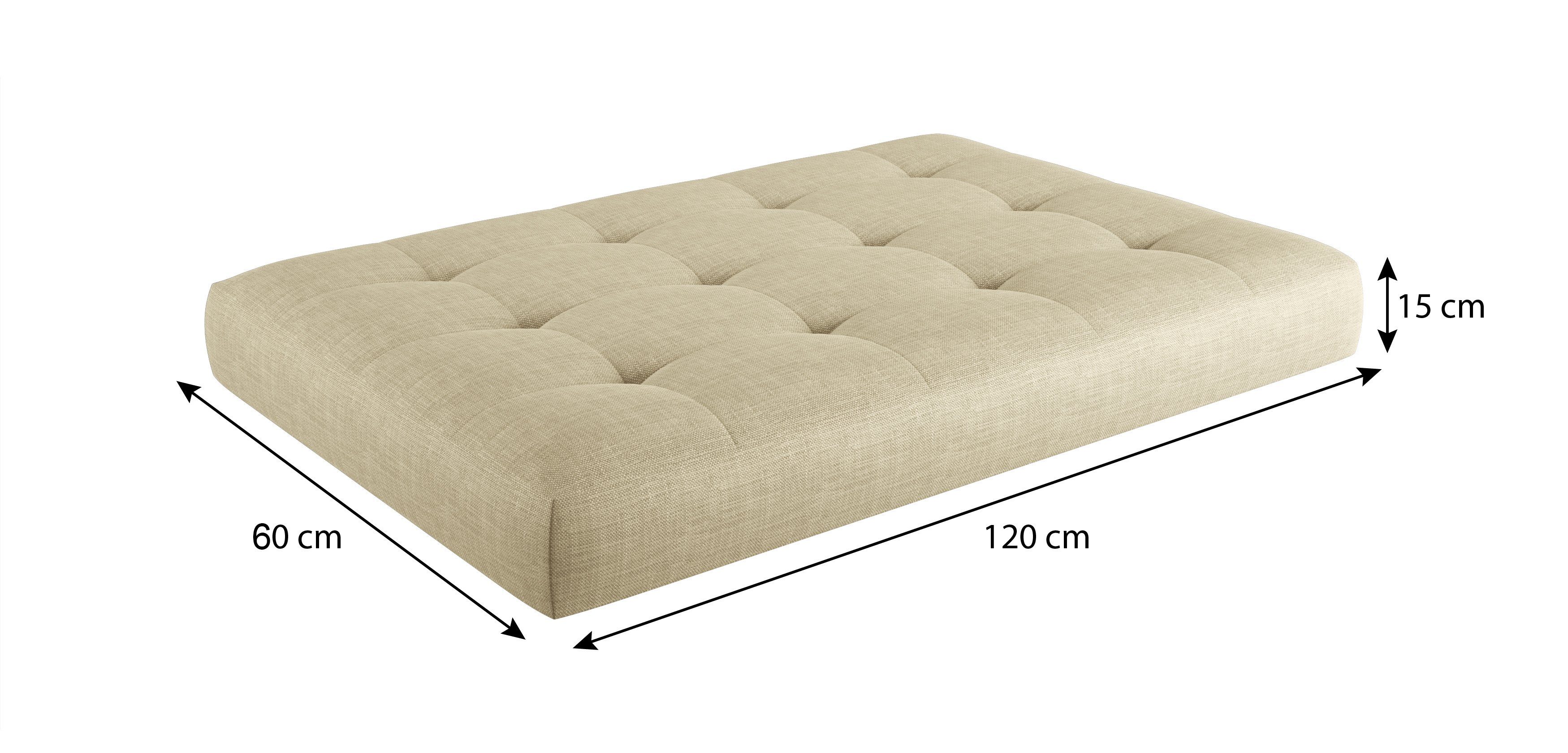 sunnypillow Sitzkissen Palettenkissen gesteppt Sitzkissen 120x60x15cm, Cremefarben