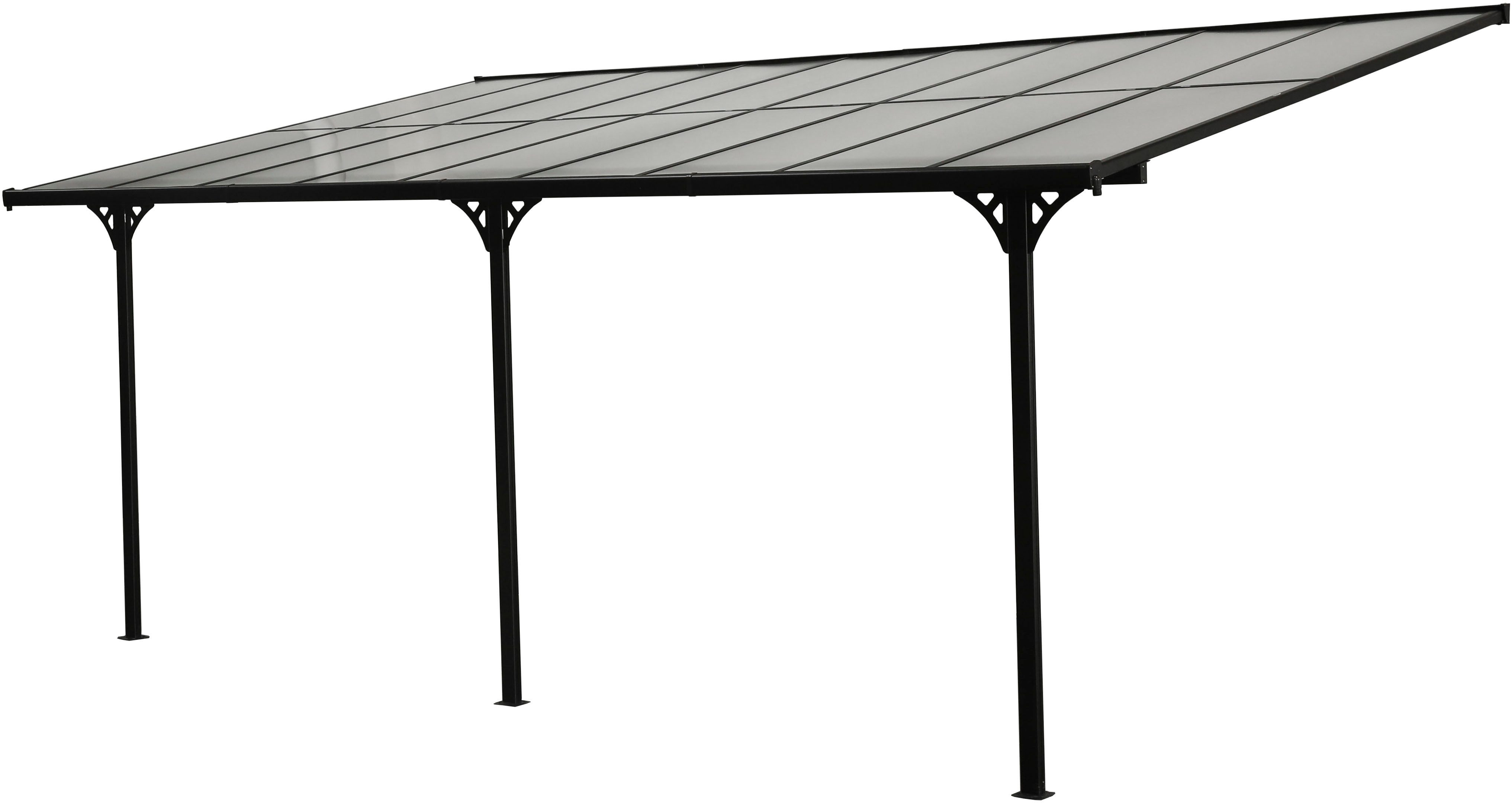 WESTMANN Terrassendach Bruce, BxT: 556x300 cm, Bedachung Doppelstegplatten, Rahmen aus pulverbeschichtetem Aluminium, schwarz