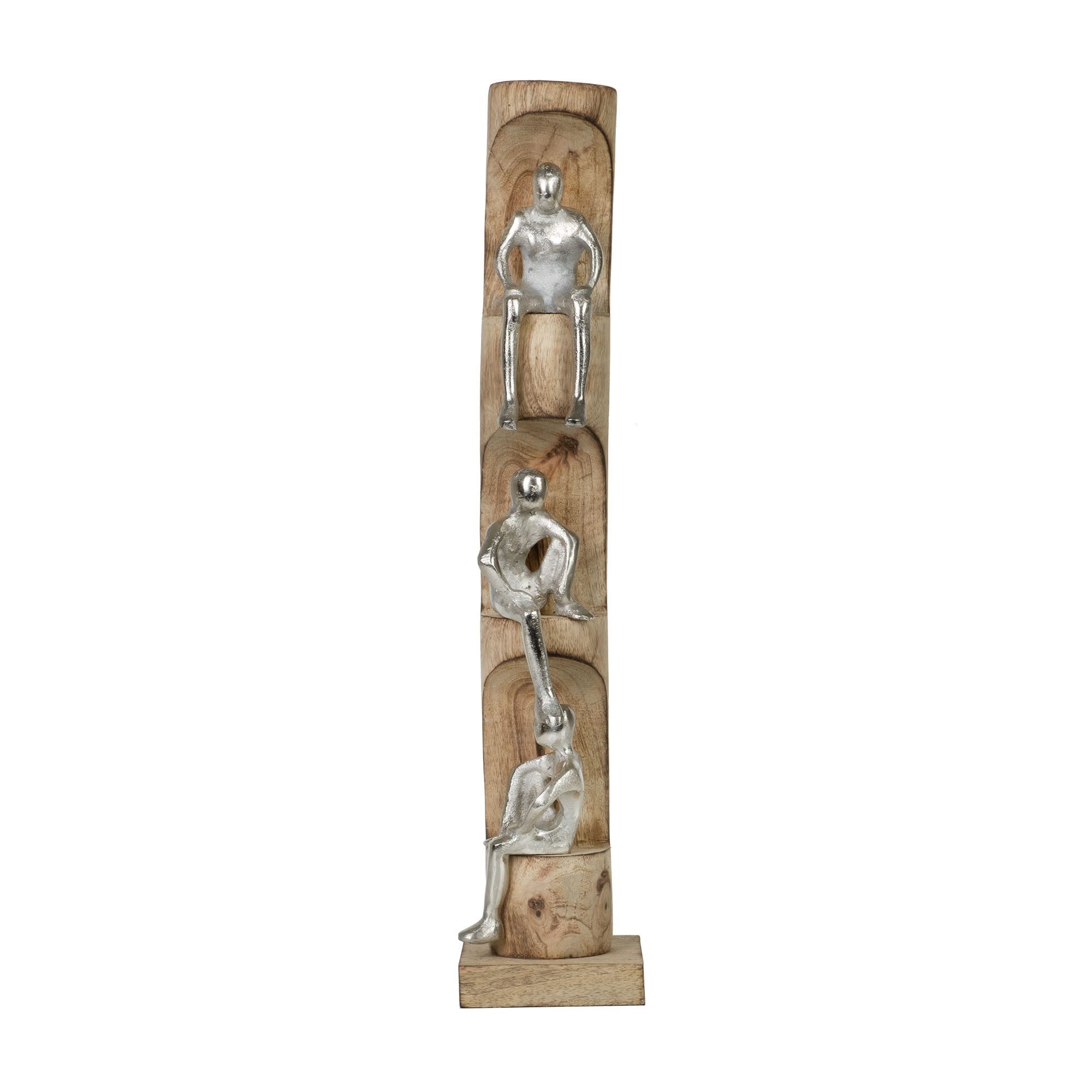 Moritz Skulptur Skulptur Perspective Silber 50 cm aus Mangoholz Aluminium Figuren