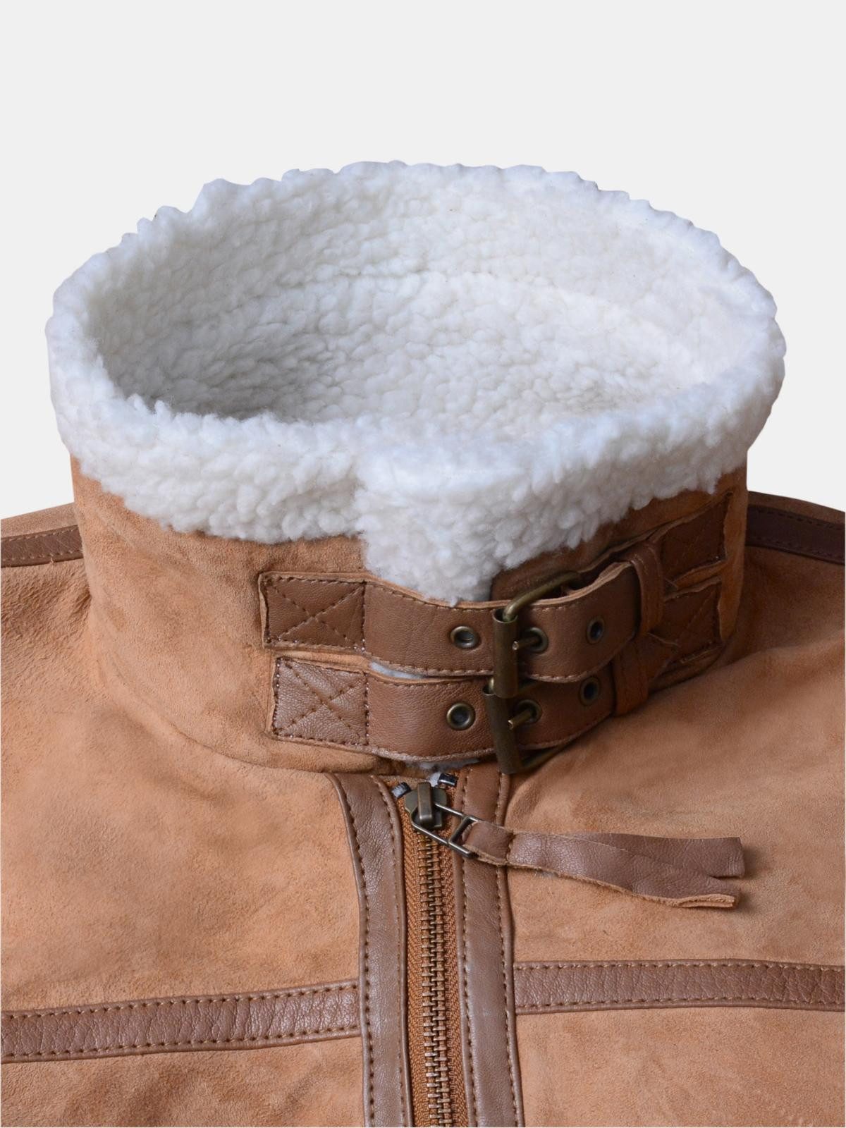 MDM Lederjacke Damen Fell Lederjacke Mit einem Fell Gefüttert
