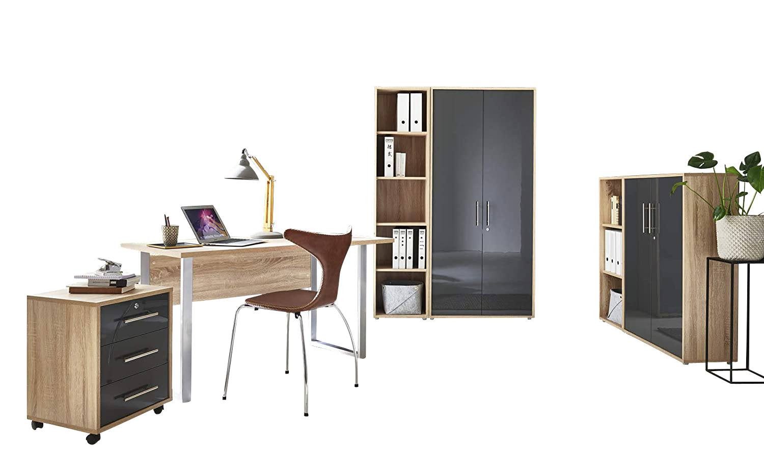 BMG Möbel Büromöbel-Set Office Edition Mini Set 4, (Spar-Set, 6-tlg., besteht aus: Schreibtisch,Rollcontainer,2x Aktenregal,2x Aktenschrank), Büromöbel komplett Set ideal für Homeoffice geeignet, Made in Germany