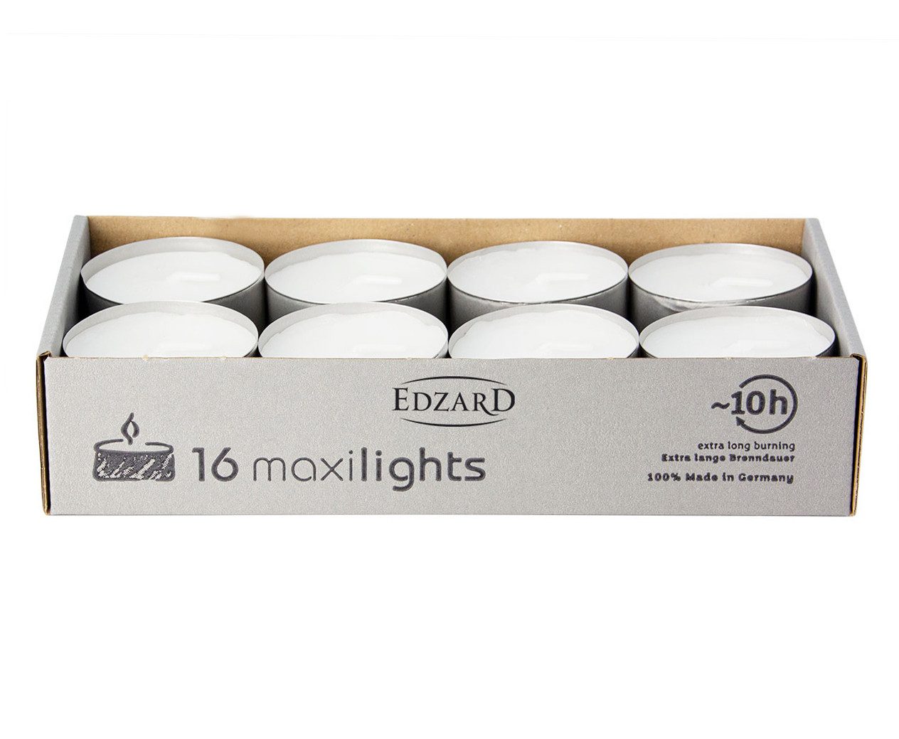 EDZARD Teelicht Maxiteelichter 16 Stück (Set, 16 Stück), Aluminiumhülle, Marke WENZEL