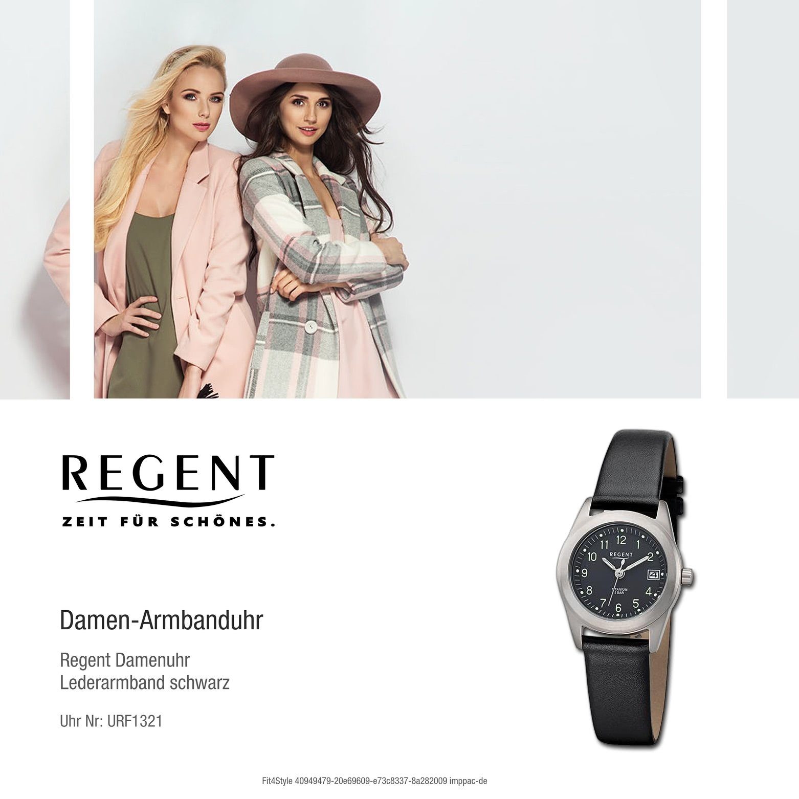 Damen Quarzuhr extra Damen Armbanduhr 26mm), (ca. Regent Armbanduhr Regent Lederarmband Analog, groß rund,