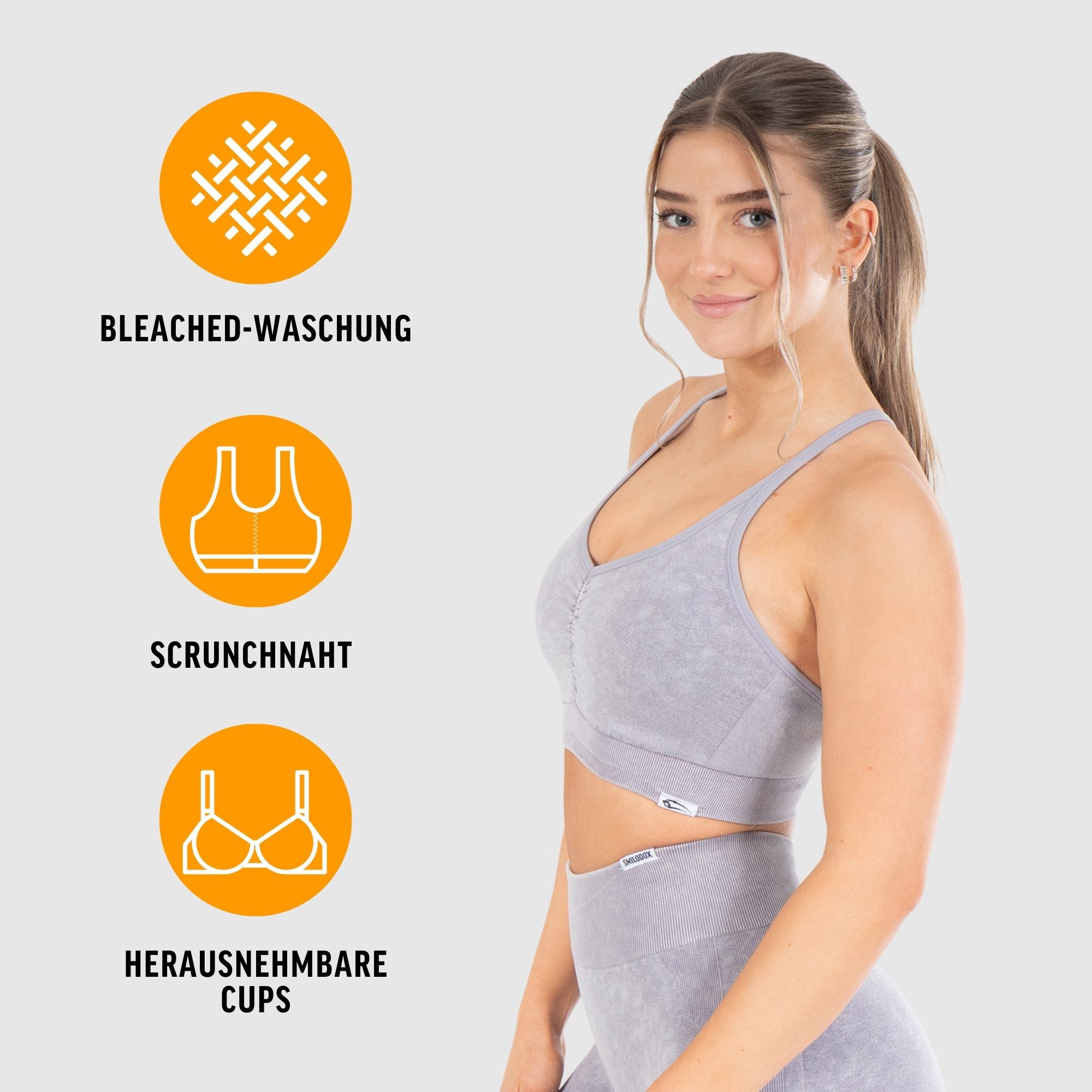 Smilodox Sport-BH Batik Acid Scrunch, Rutschfester Bra mit Batik Waschung S günstig online kaufen