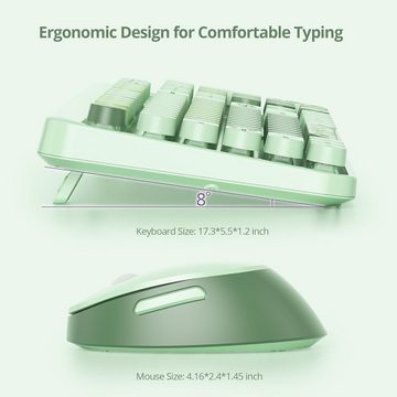 SOLIDEE inklusive farbenfroher Tastenkappen Tastatur- und Maus-Set, mit Retro-Schreibmaschinen-Design & ergonomischem Layout Ziffernblock