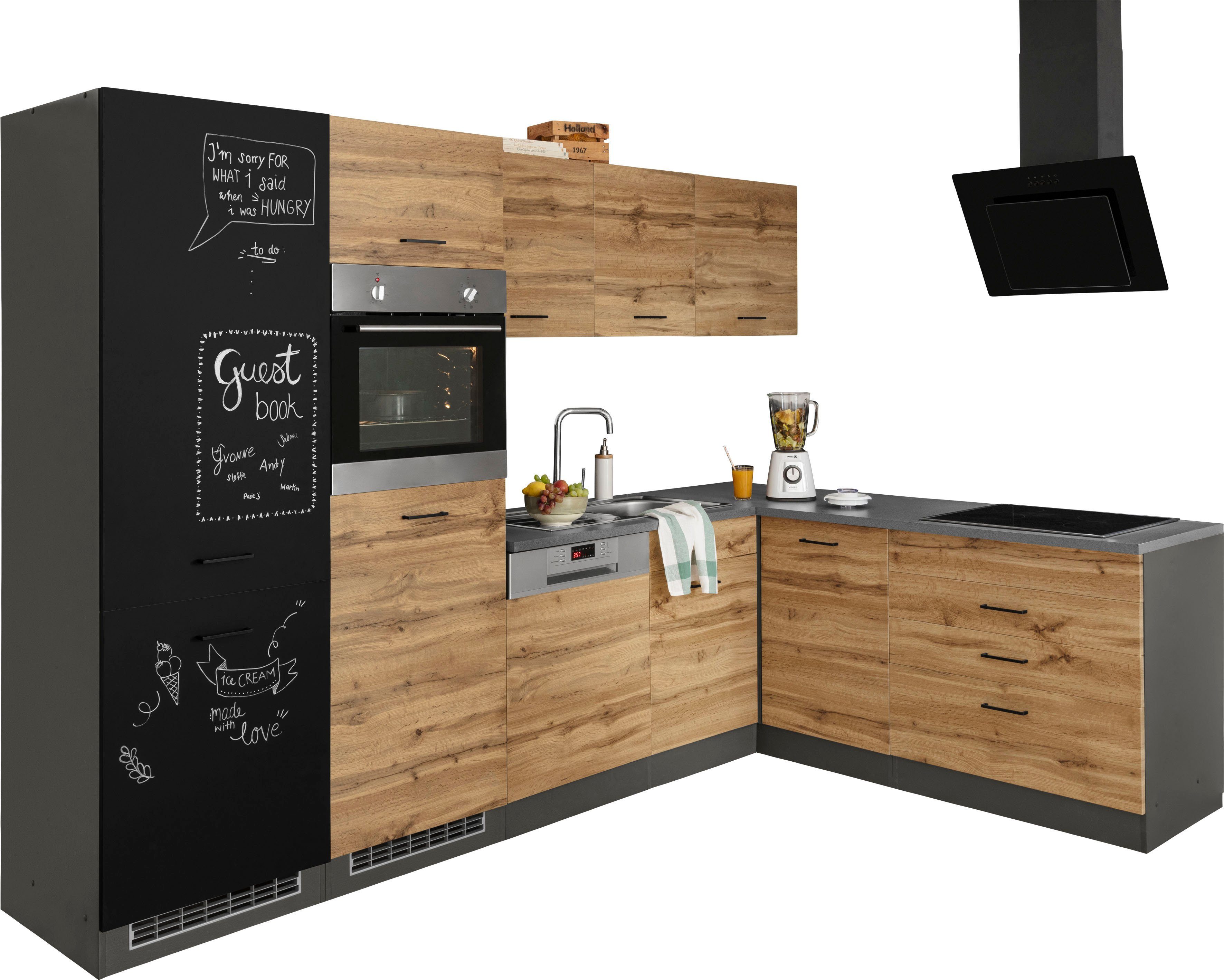 KOCHSTATION Winkelküche KS-Trier, mit E-Geräten, Stellbreite 290/190 cm