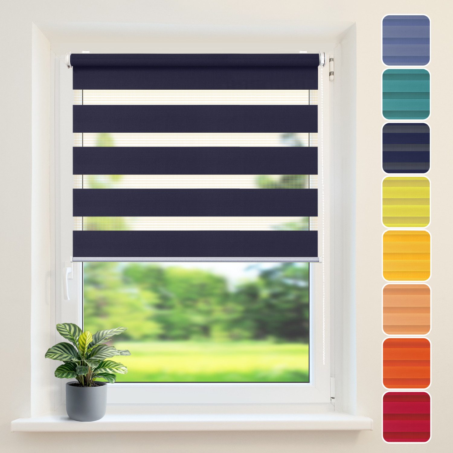 Doppelrollo Duo-Rollo Klemm Fix, Fenster-Rollo Ohne Bohren, DomDeco, Klemmfix, Klemmbar, Kettenzug, ohne Bohren, Sicht- und Blendschutz