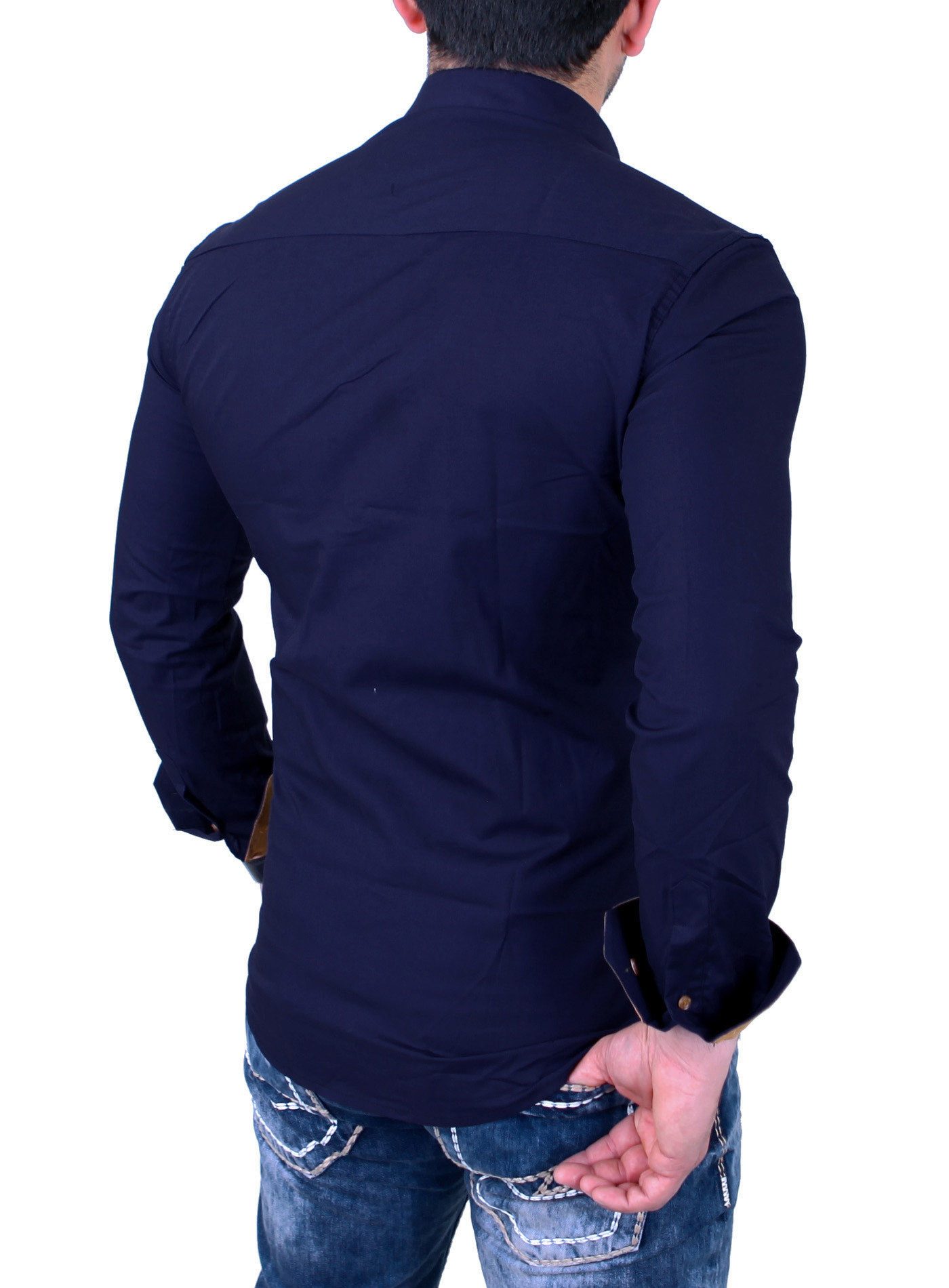 Reslad Langarmhemd Reslad Herren Hemd Exklusiv Two Tone Look Langarmhemd RS-7205 (Herrenhemd) mit Kontrast Brusttasche