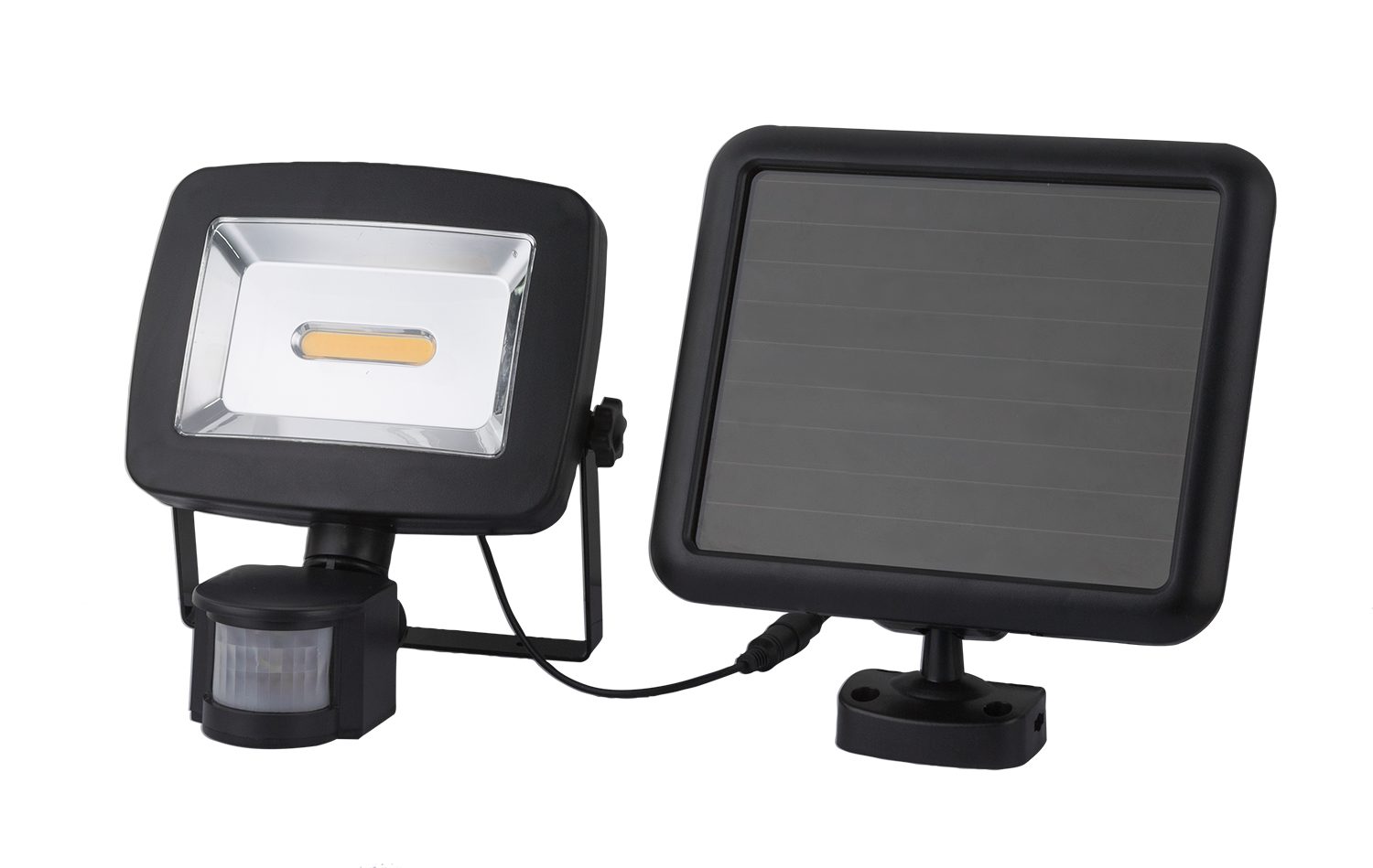 GLOBO LIGHTING LED Solarleuchte SOLAR, LED fest integriert, Warmweiß, Schwarze Solarleuchte mit Sensor, IP44, Akku 2000mAh