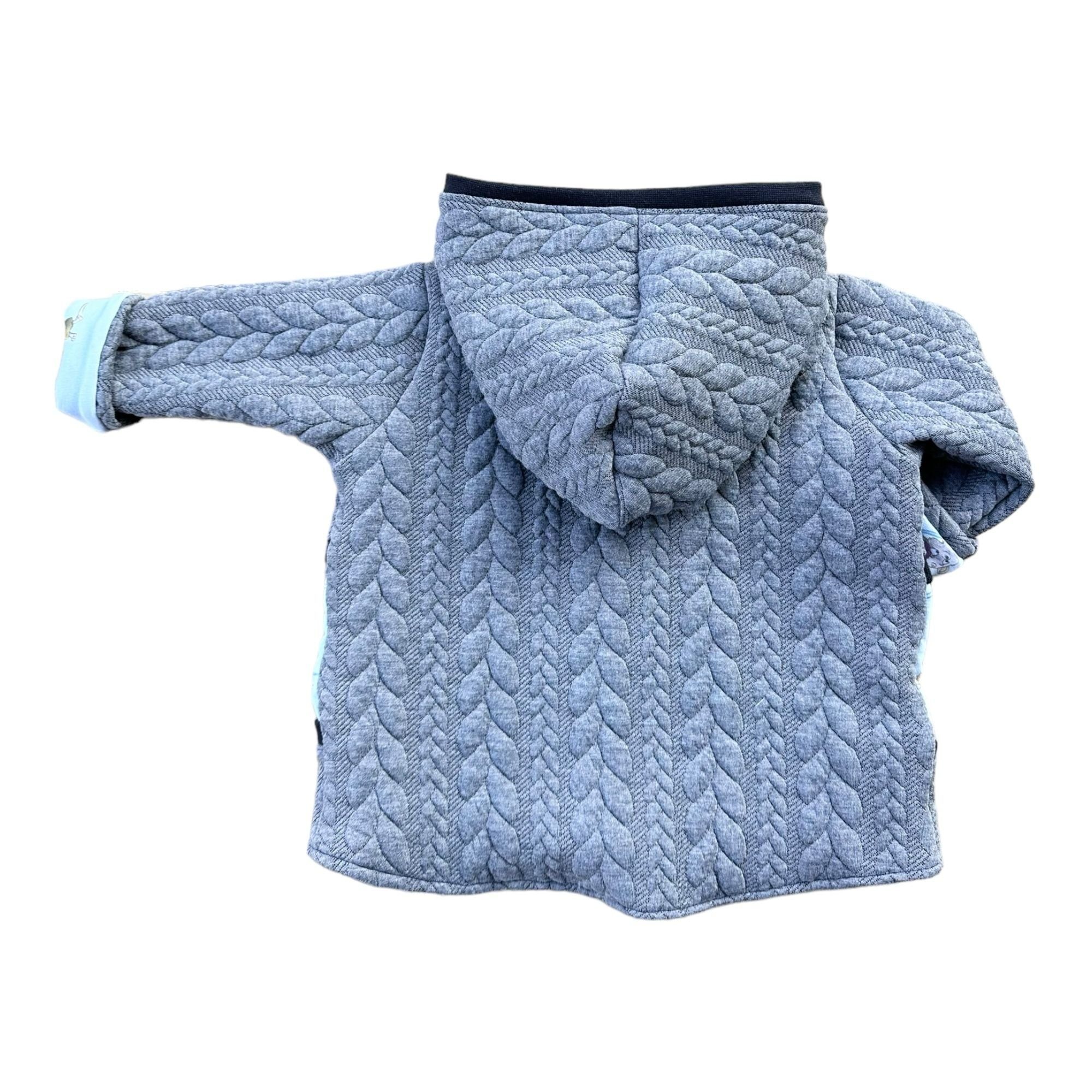 Land-Juwelen Kapuzenstrickjacke Zopfstrick Bademeusel grau blau günstig online kaufen