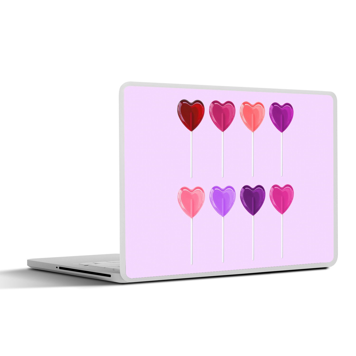 MuchoWow Laptop-Aufkleber Lutscher - Herz - Rosa - Bonbon, (1tlg), Laptop Folien Cover, Наклейка, Sticker, Schutz vor Kratzern, 30x21 cm