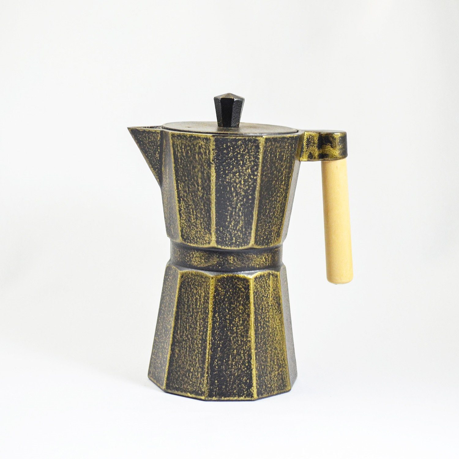0.8 JA-UNENDLICH Kafei, handgefertigt Gusseisen l, schwarzgold im Teekanne emailliert innen aus Sandgussverfahren,