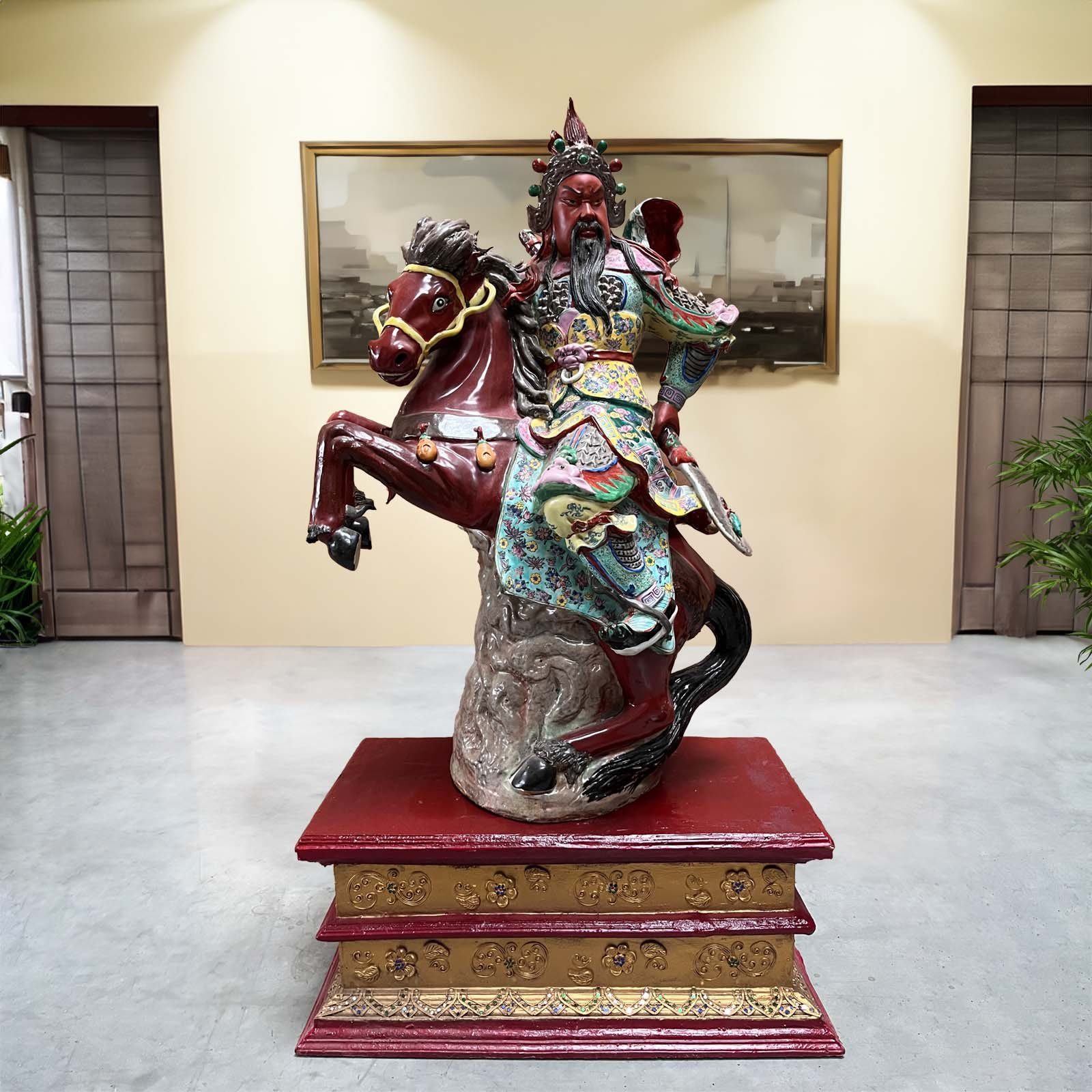 Skulptur Yu Pferd Krieger Guan Asien auf Porzellan Skulptur LifeStyle China
