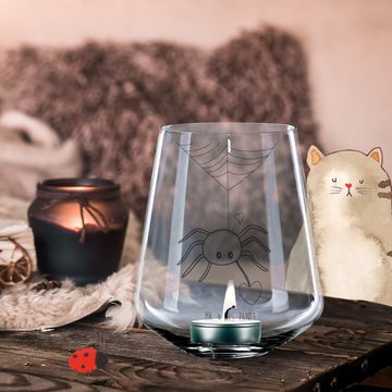 Mr. & Mrs. Panda Windlicht Spinne Agathe Liebe - Transparent - Geschenk, Videos, Kerzenlicht, Li (1 St), Persönliche Lasergravur