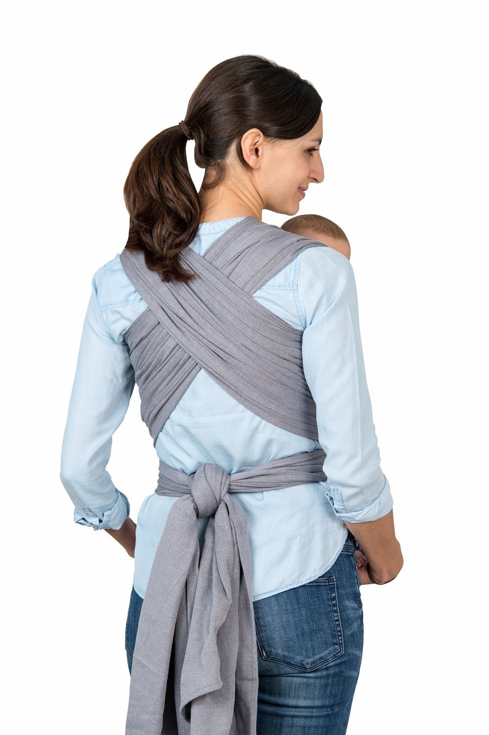 Amazonas Babytrage Carry Sling Grey (100% Baumwolle, Kreuzköper-Webart für optimale Festigkeit und Flexibilität), Leicht und luftdurchlässig