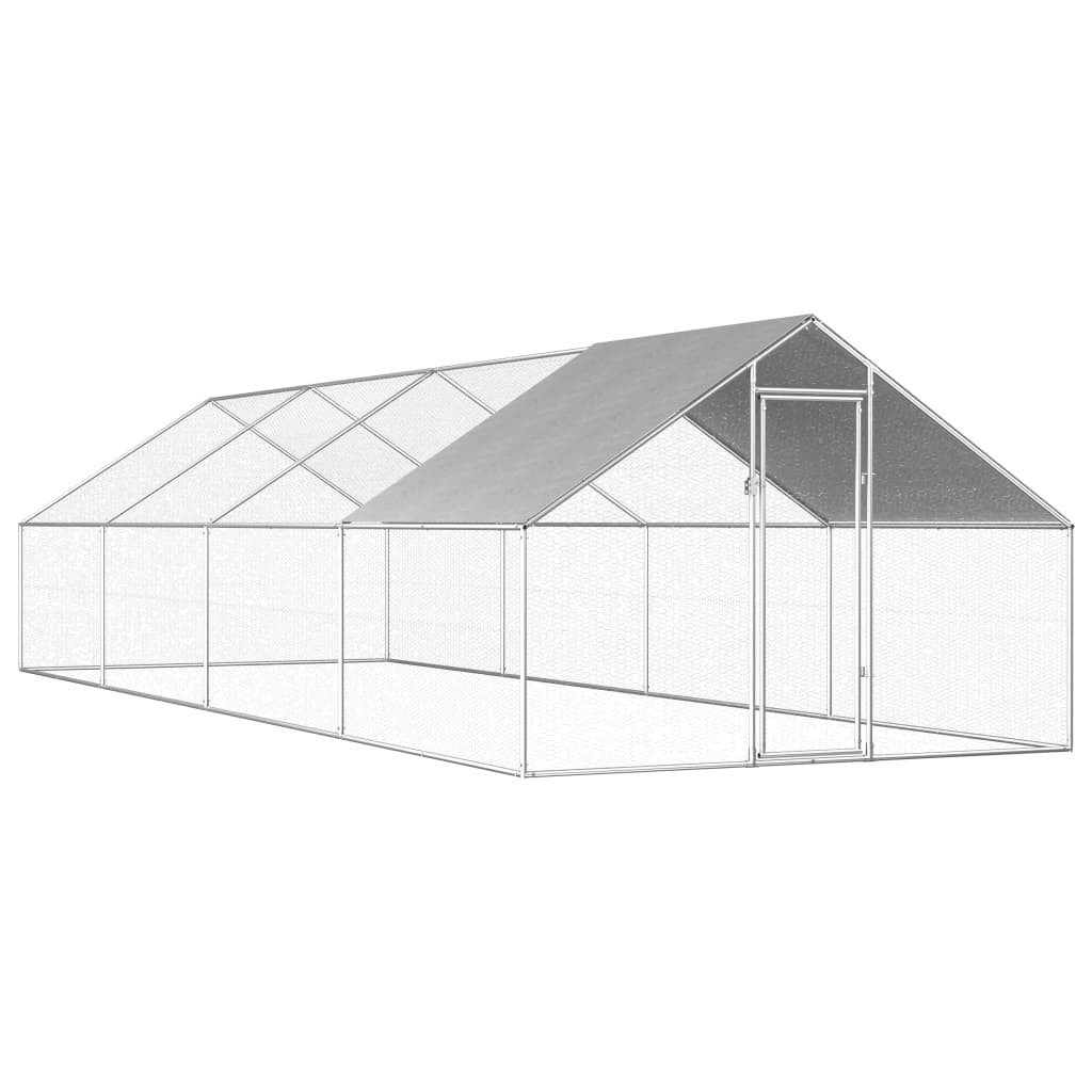 vidaXL Hühnerstall, Outdoor-Hühnerkäfig 2,75x8x1,92 m Verzinkter Stahl