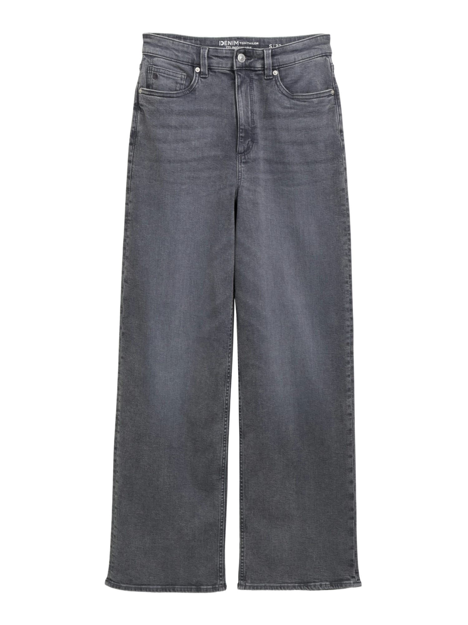 TOM TAILOR Denim Weite Jeans H grau,Casual,Baumwolle,Unifarben,Wide Leg,Hoch