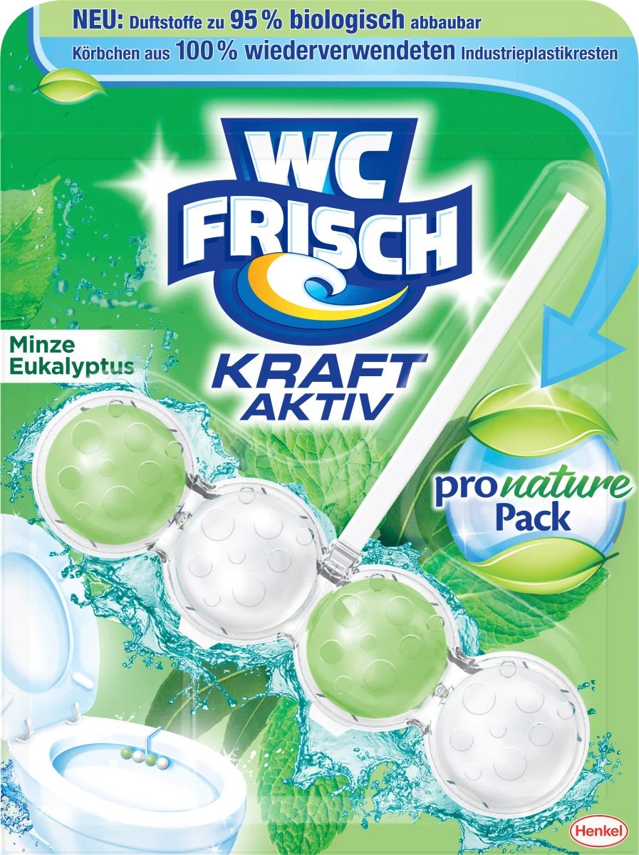 WC Frisch Kraft Aktiv Pro Nature Minze und Eukalyptus, WC-Reiniger, Duftspüler WC-Reiniger