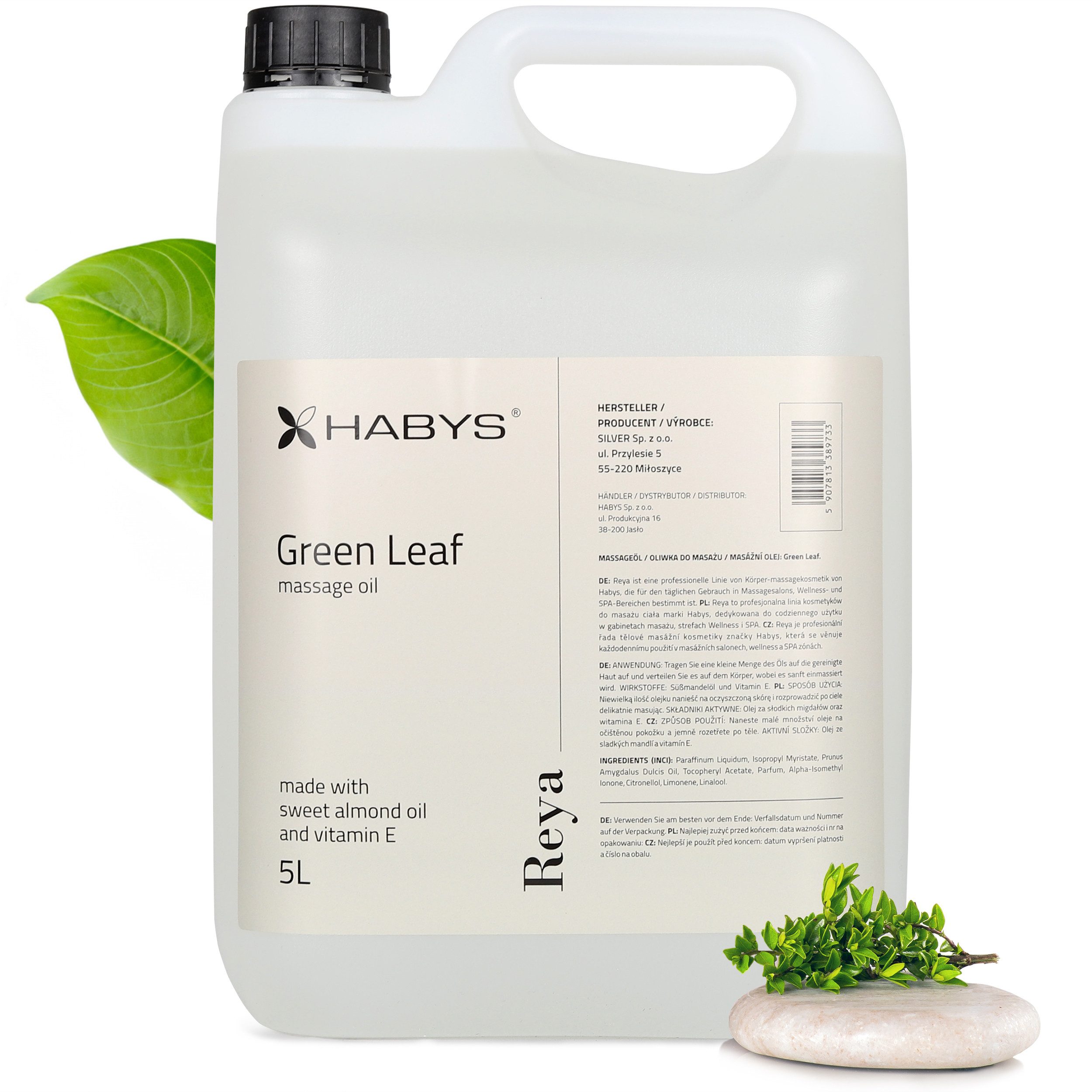 Habys Massageöl REYA Green Leaf Öl Duft von grünem Tee 5L