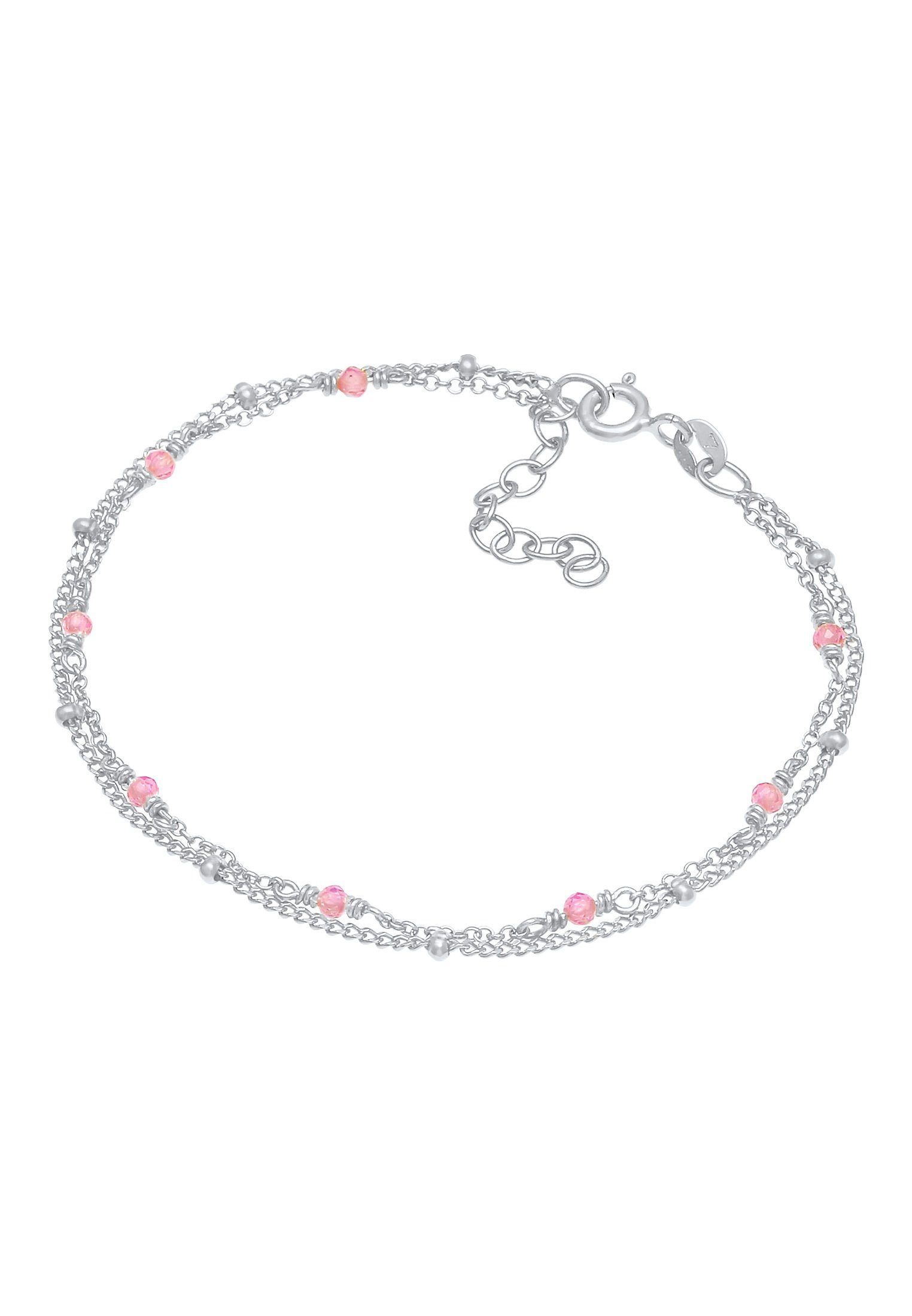 925 Armband Layer Rosa Perlen Quarz Elli Kugel Silber