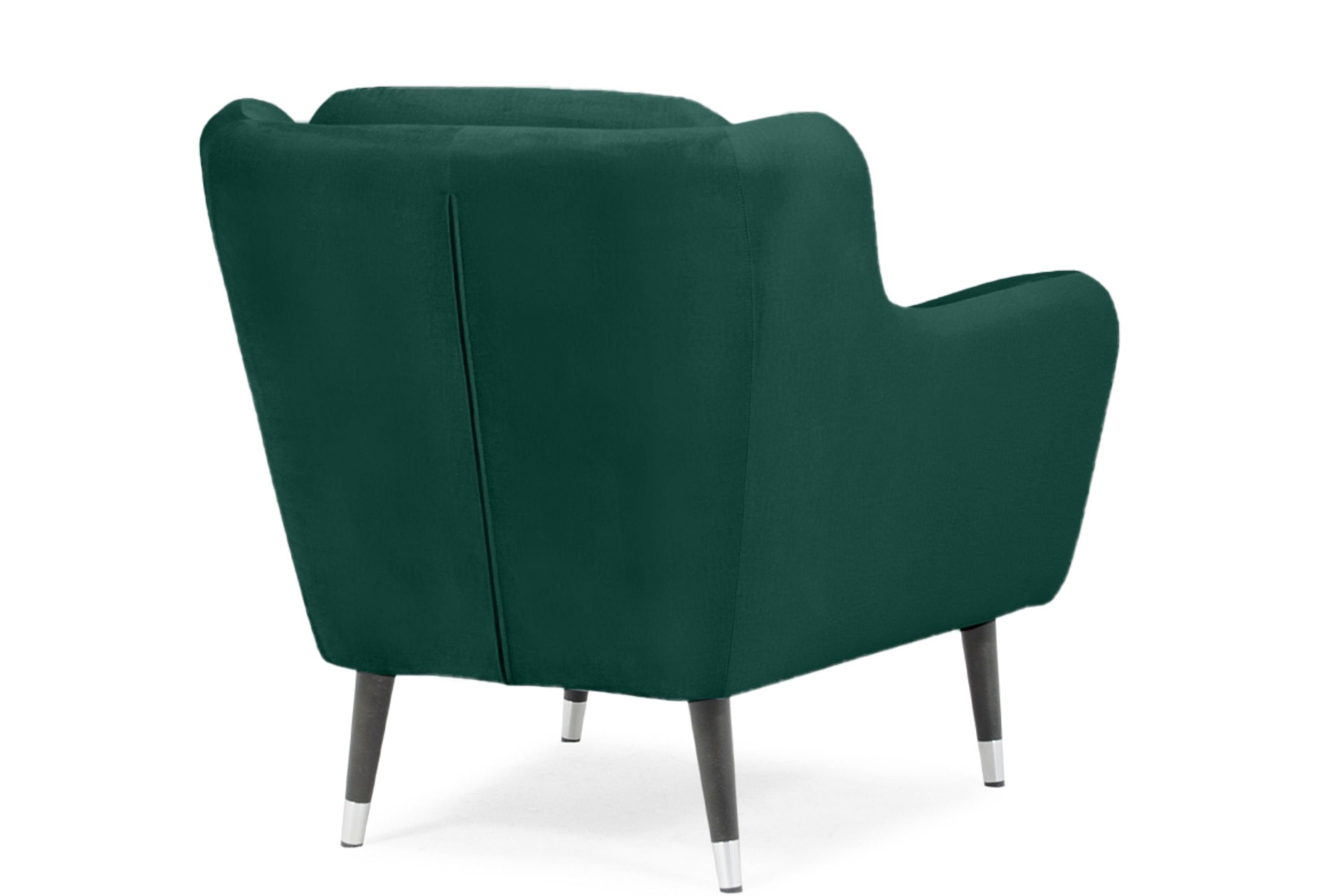 Konsimo Sessel AFOS, auf hohen | dunkelgrün dunkelgrün wasserabweisender Holzbeinen, lackierten Oberstoff schwarz