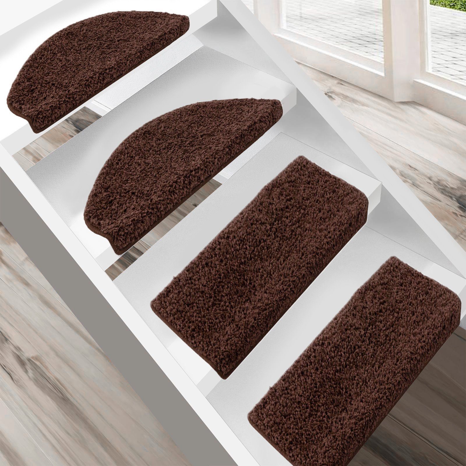 Floordirekt Stufenmatte Shaggy Barcelona mit Klebestreifen, Trittschalldämm günstig online kaufen