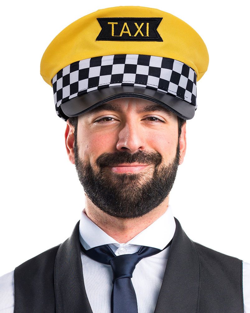 Kostüm Taxifahrer Mütze Erwachsene gelb schwarz