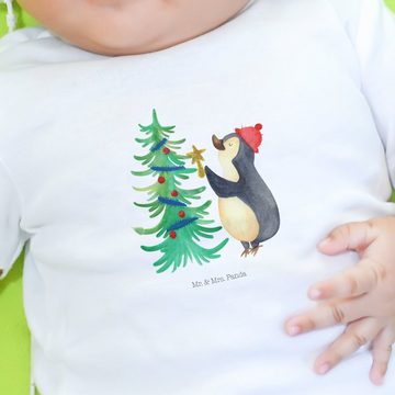 Mr. & Mrs. Panda Strampler Pinguin Weihnachtsbaum - Weiß - Geschenk, Baby, Langarm, Weihnachtsde (1-tlg)