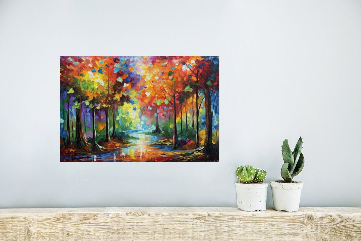 Wohnzimmer, St), MuchoWow Natur, Farben (1 - Ohne Rahmen für - Wandbild, Wald Wandposter - Poster Poster, Landschaft