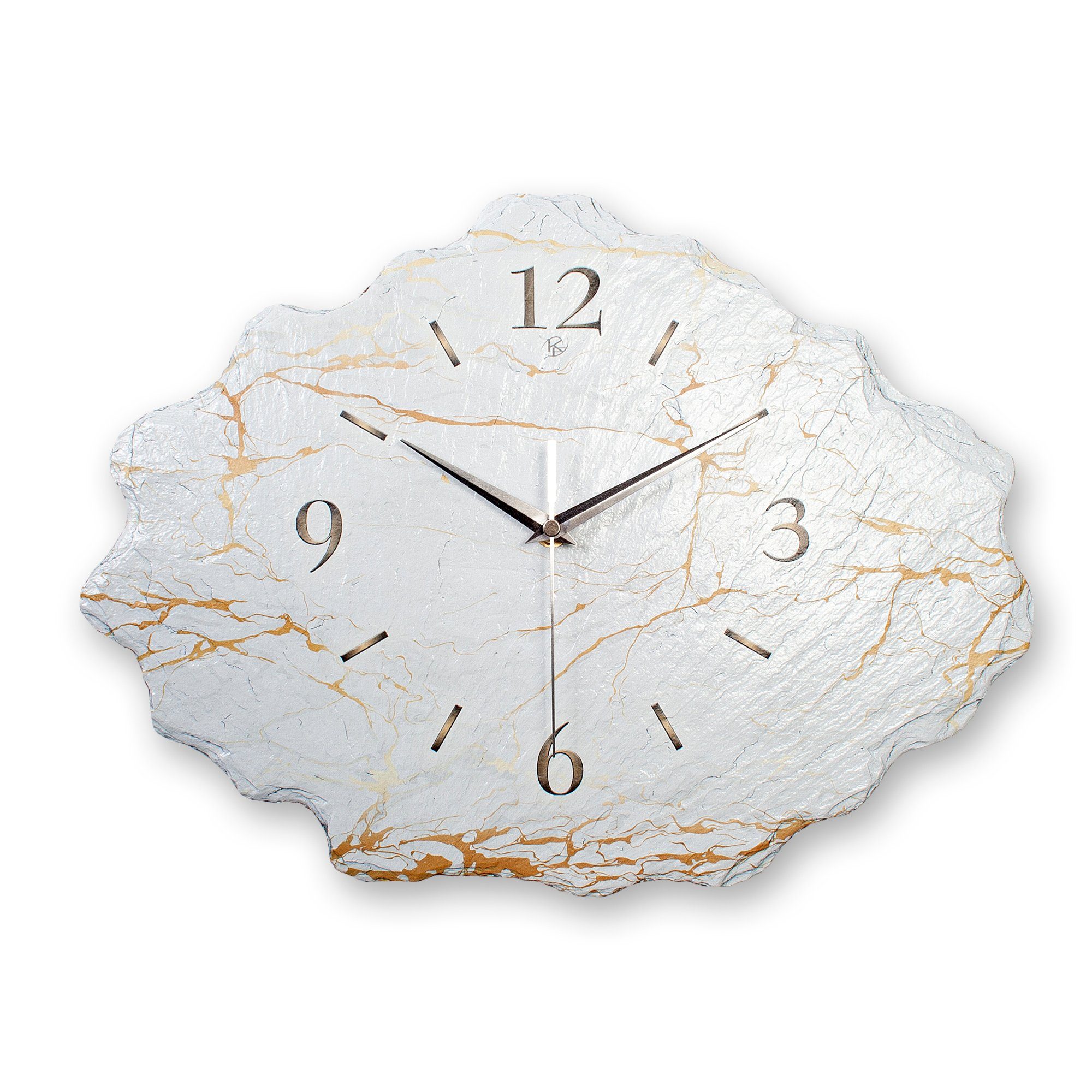 Kreative Feder Wanduhr Design-Wanduhr aus Stein (Beton) „Marmor-Optik“ (Fun günstig online kaufen