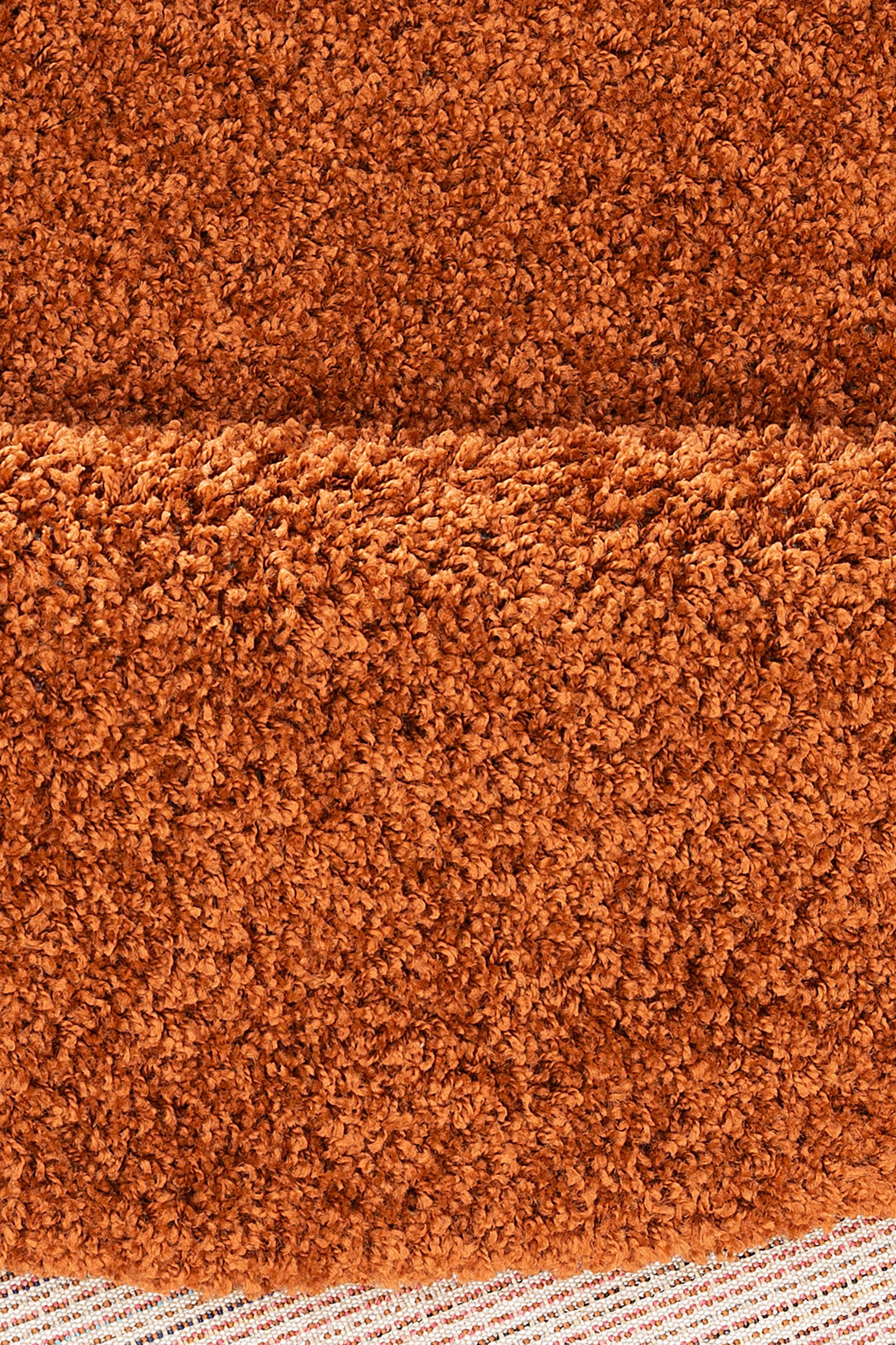 Teppich kuschelig rund, kupfer rund, einfarbig, besonders affaire, weich und Uni-Farben, Viva Home Höhe: 45 mm, Teppich