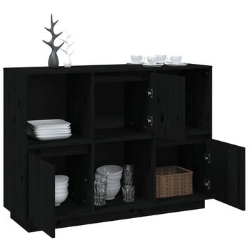 vidaXL Sideboard Sideboard Schwarz 110,5x35x80 cm Massivholz Kiefer (1 St)