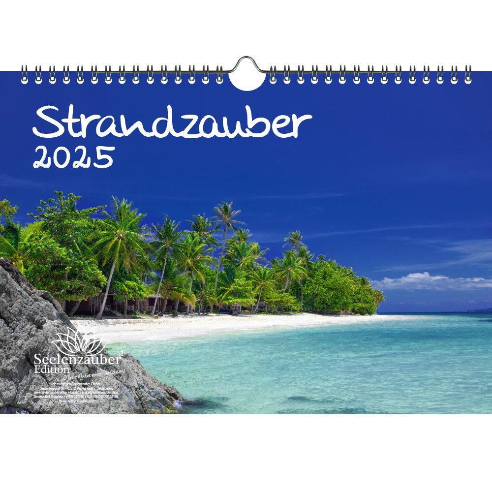 Seelenzauber Wandkalender Strandzauber DIN A4 Kalender für 2025 Urlaub Strand und Strände