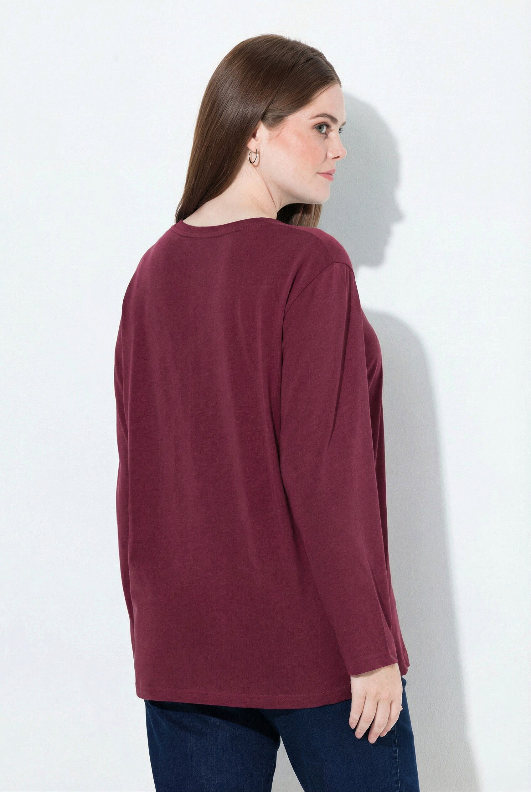 Ulla Popken T-Shirt Shirt Relaxed Rundhalsausschnitt Langarm – Bild 3 von 4